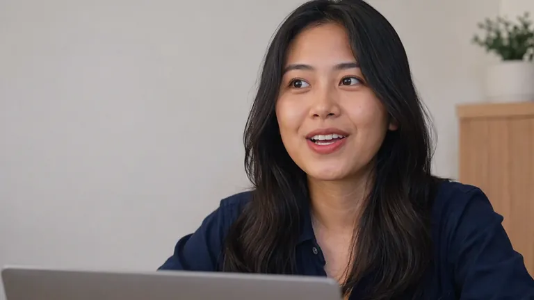 Perempuan percaya diri mengetik di laptop