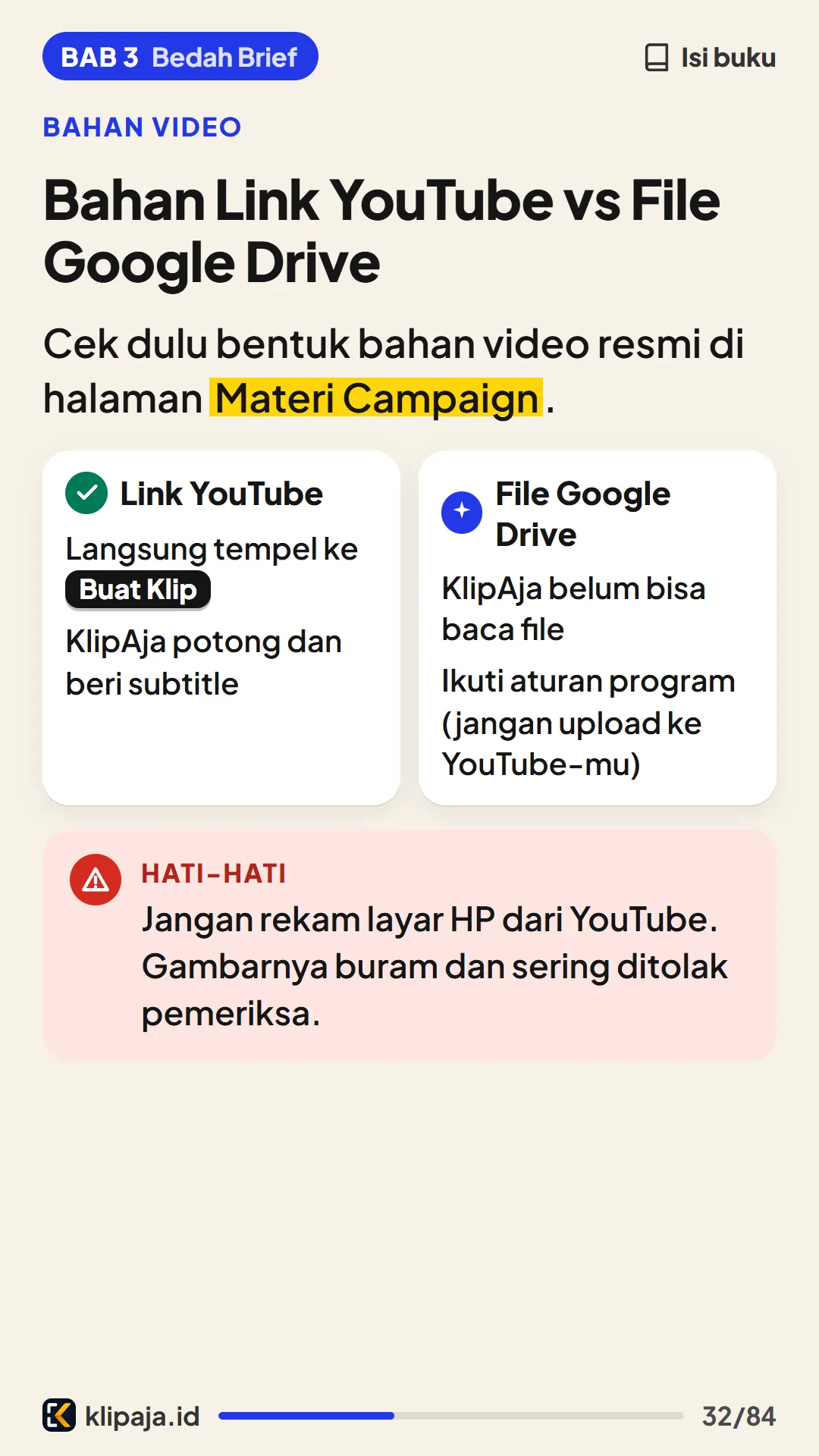 Bahan Link YouTube vs File Google Drive