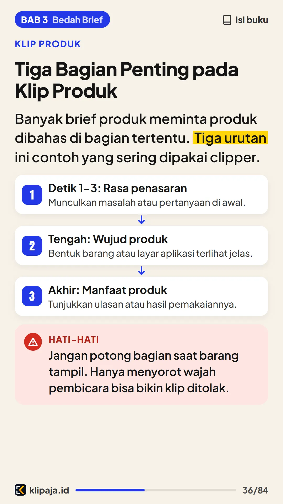 Tiga Bagian Penting pada Klip Produk