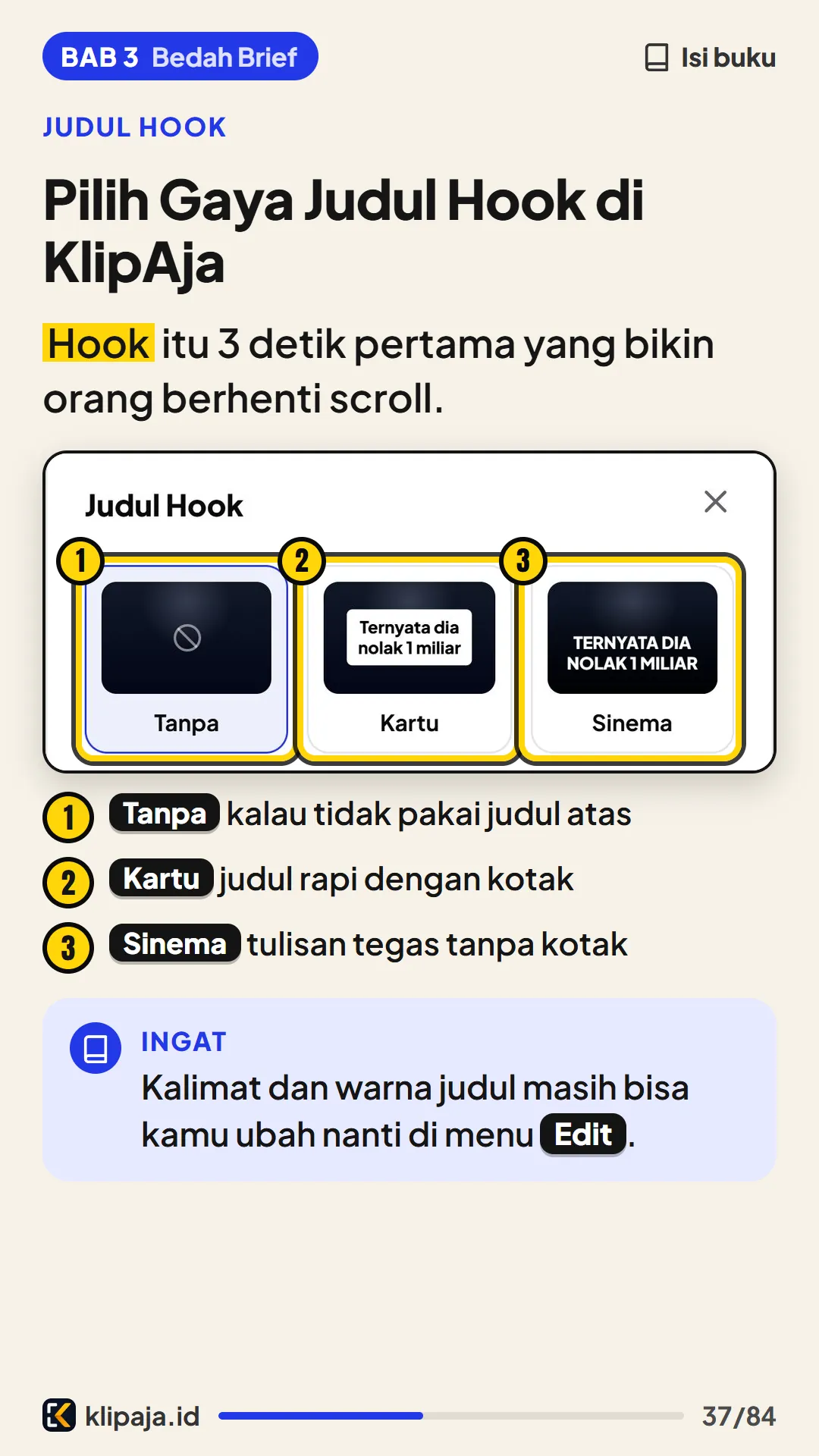 Pilih Gaya Judul Hook di KlipAja