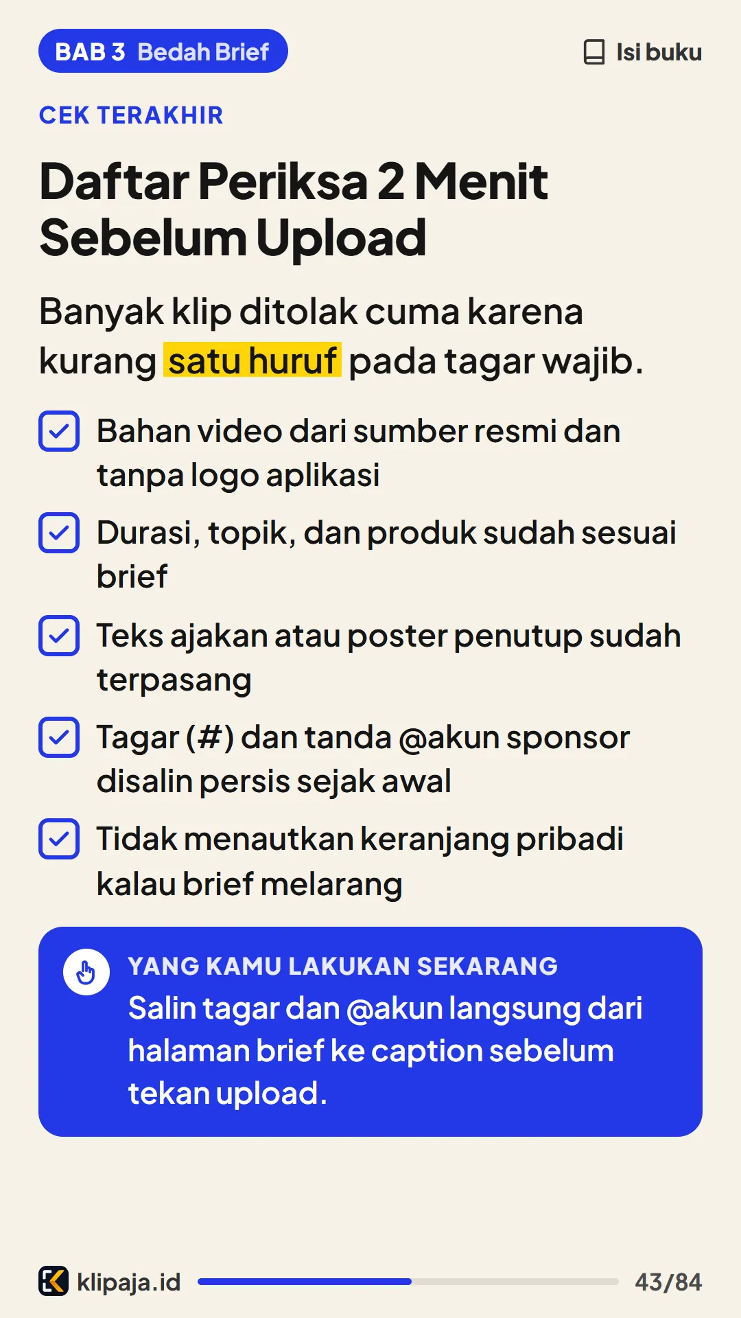Daftar Periksa 2 Menit Sebelum Upload