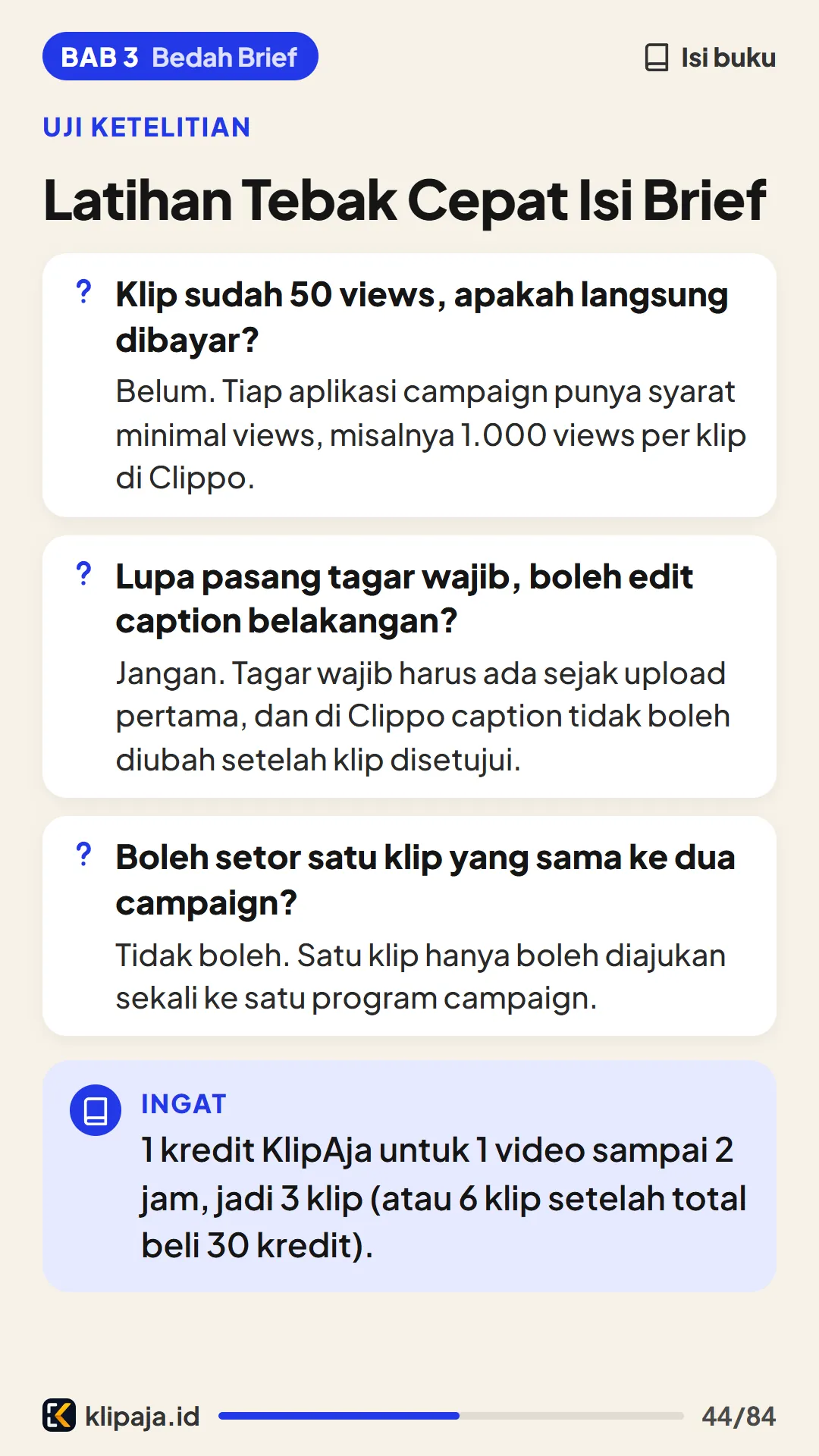 Latihan Tebak Cepat Isi Brief