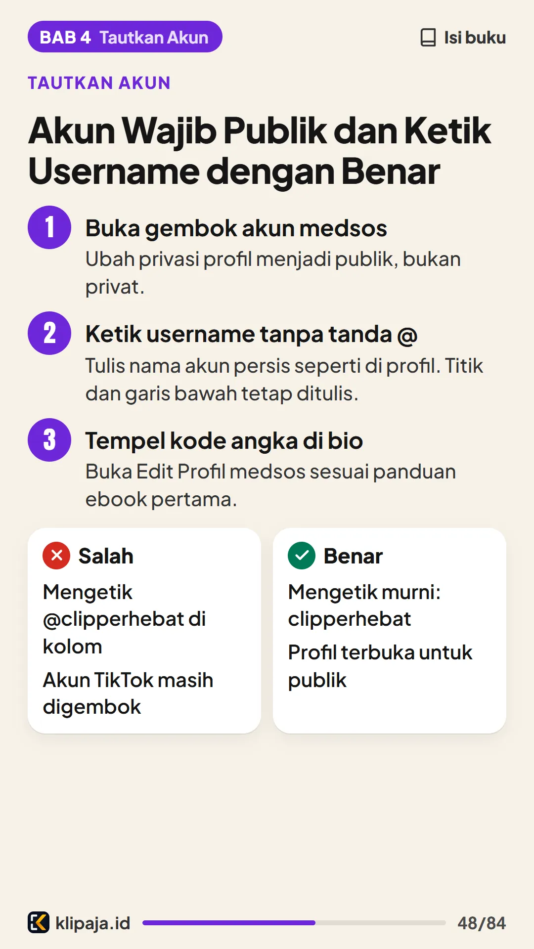Akun Wajib Publik dan Ketik Username dengan Benar
