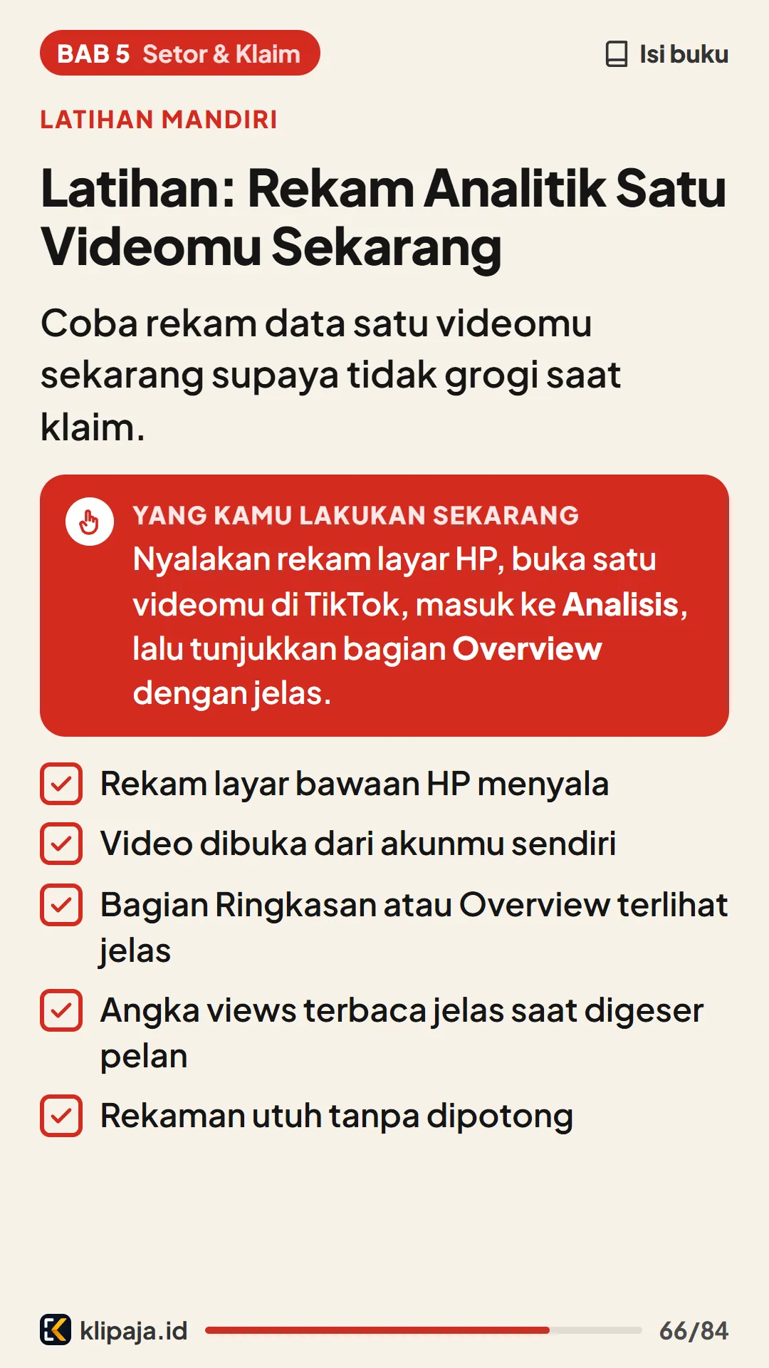 Latihan: Rekam Analitik Satu Videomu Sekarang