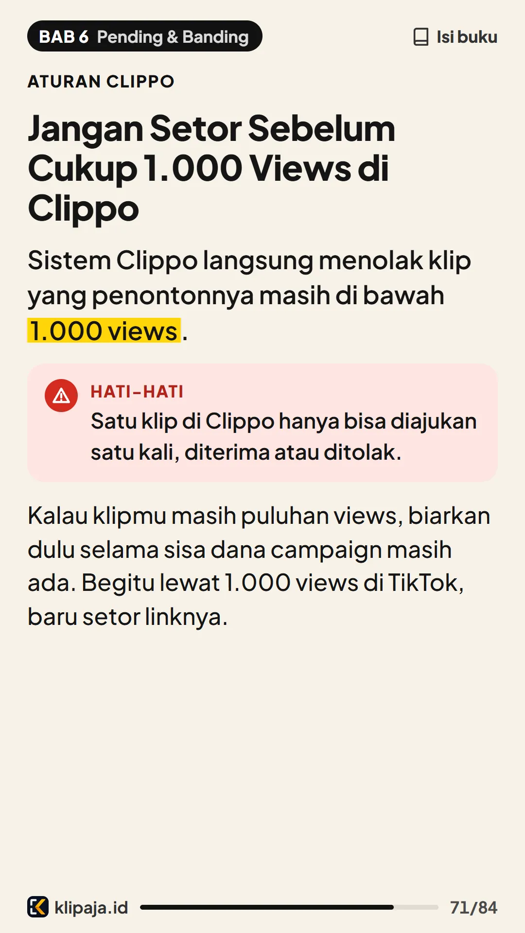 Jangan Setor Sebelum Cukup 1.000 Views di Clippo