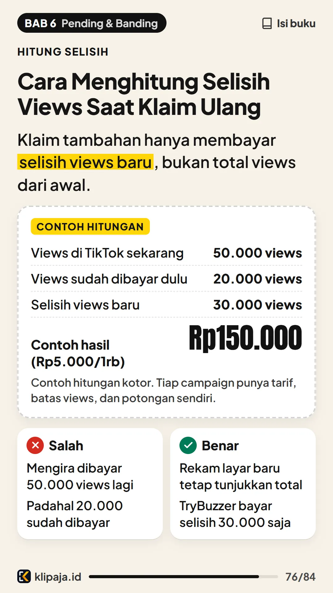 Cara Menghitung Selisih Views Saat Klaim Ulang