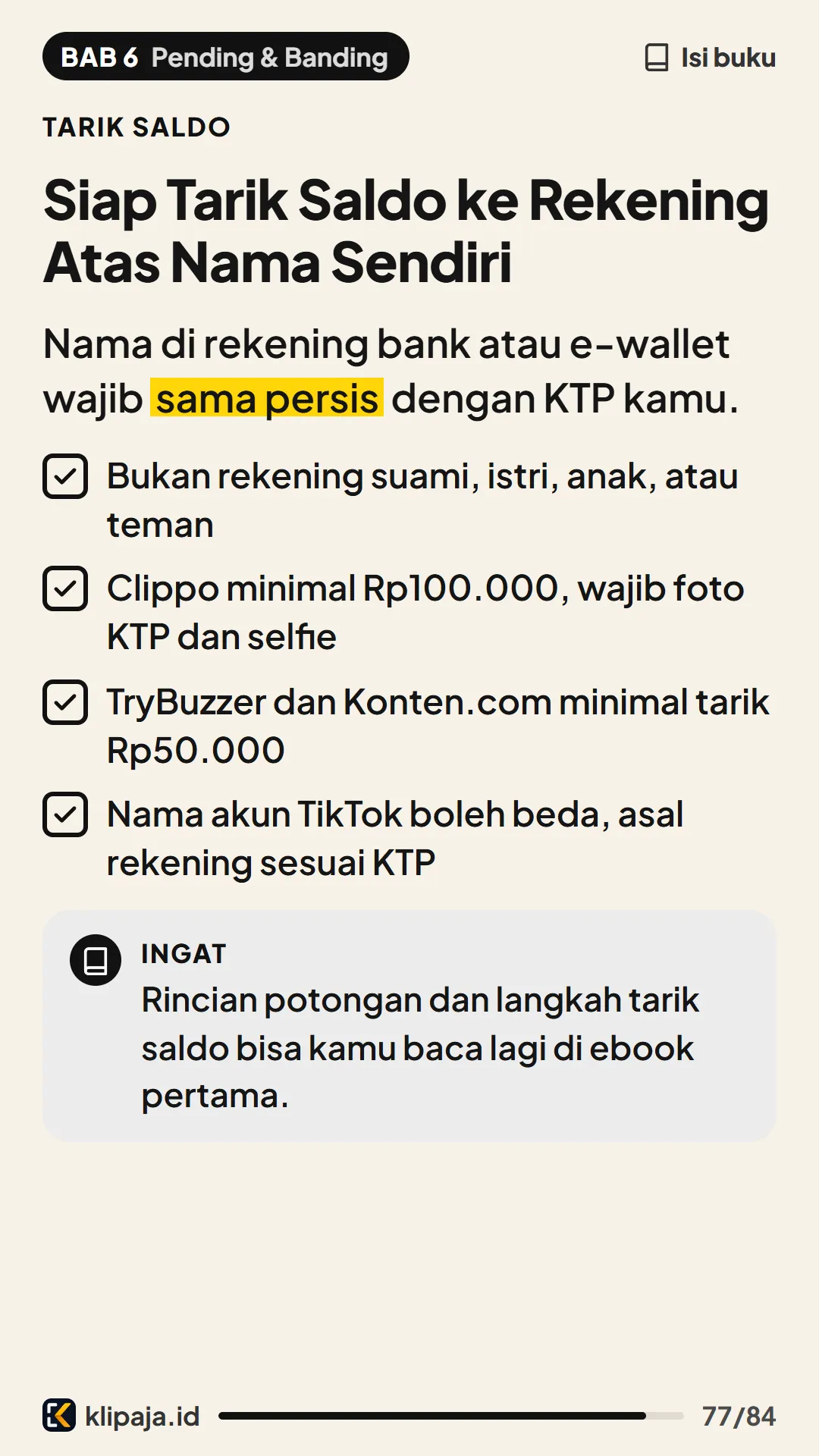 Siap Tarik Saldo ke Rekening Atas Nama Sendiri
