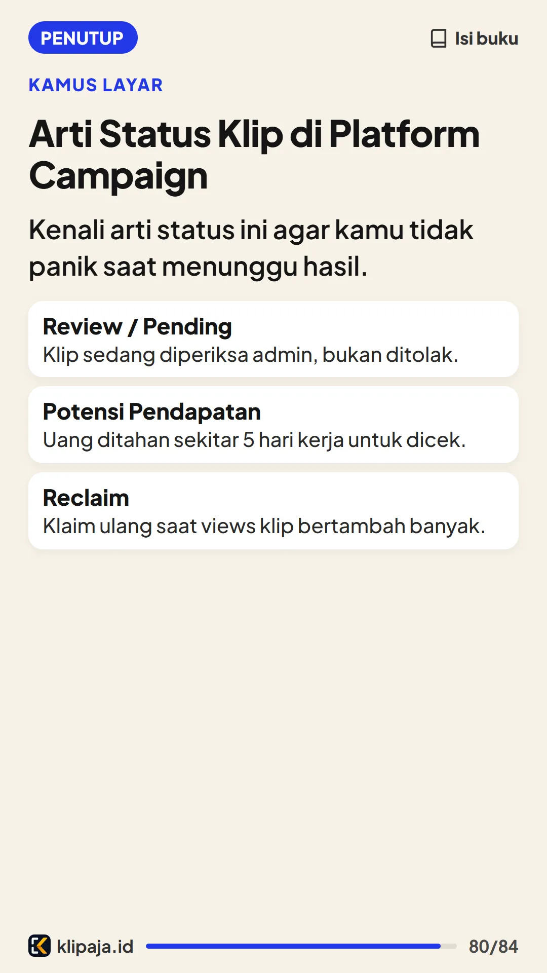 Arti Status Klip di Platform Campaign