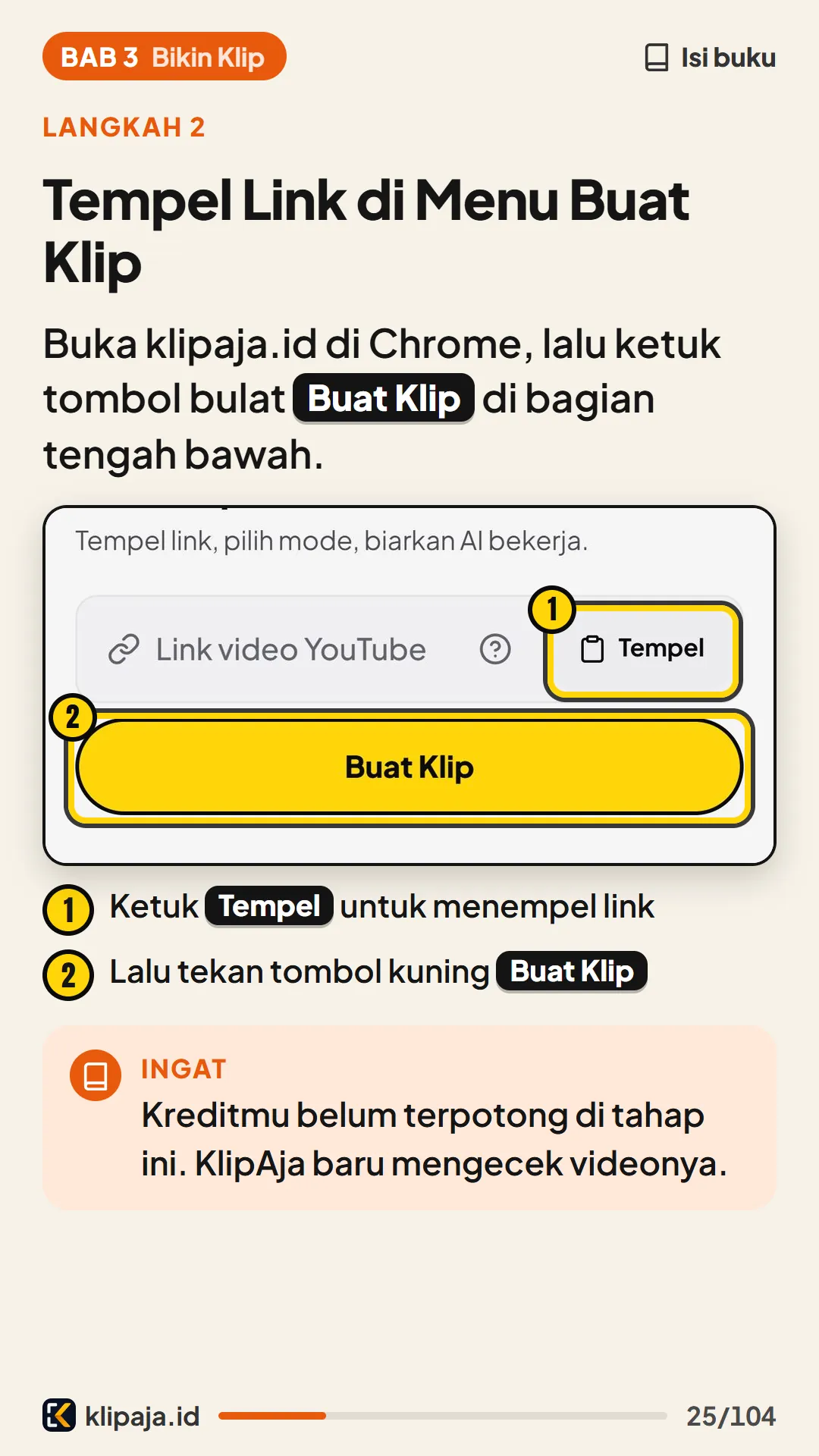 Halaman 25 buku: Tempel Link di Menu Buat Klip