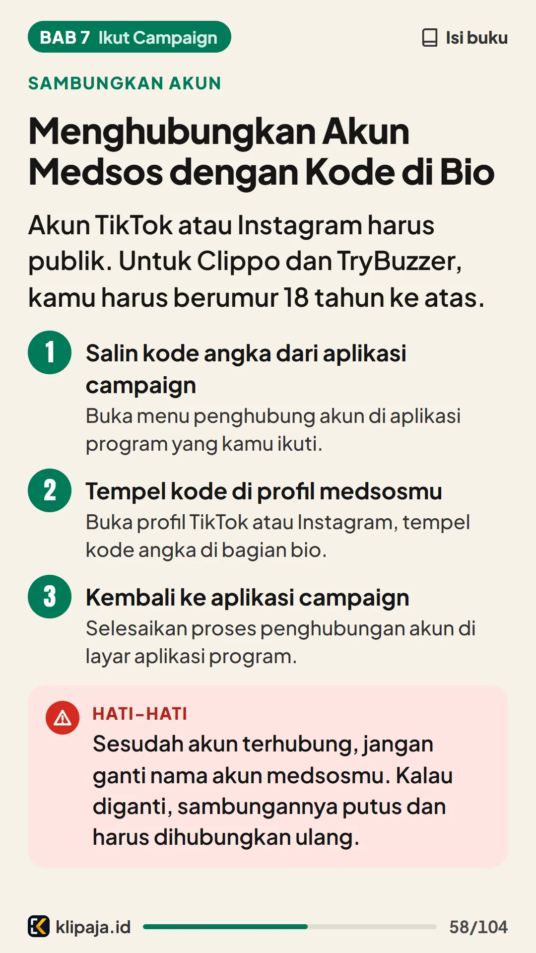 Menghubungkan Akun Medsos dengan Kode di Bio