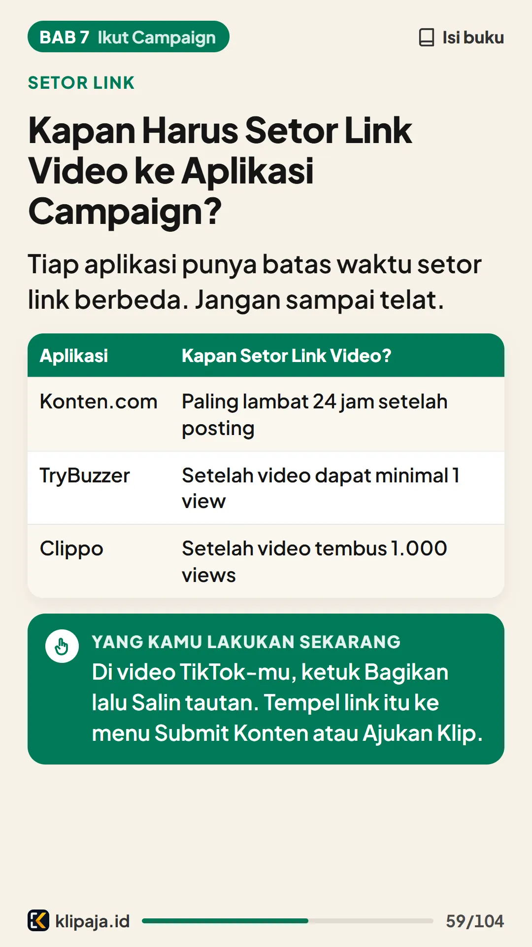 Kapan Harus Setor Link Video ke Aplikasi Campaign?