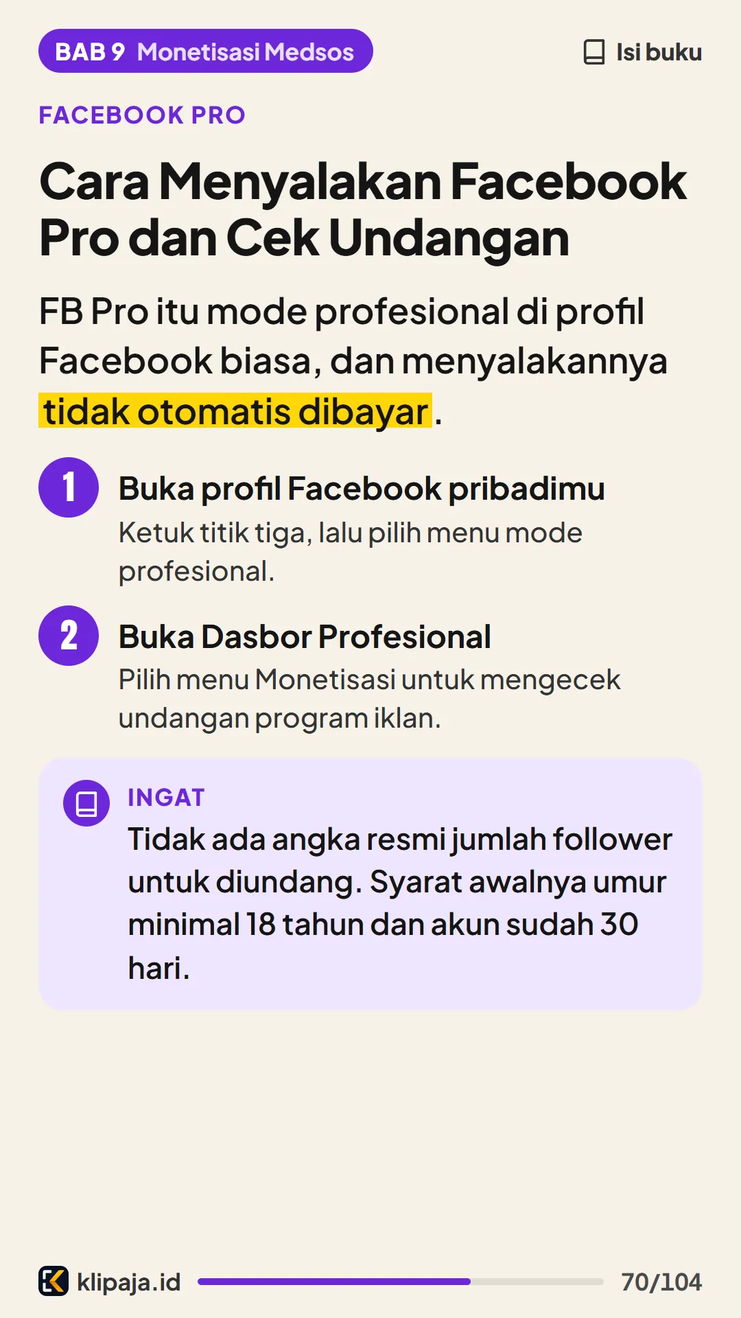 Cara Menyalakan Facebook Pro dan Cek Undangan
