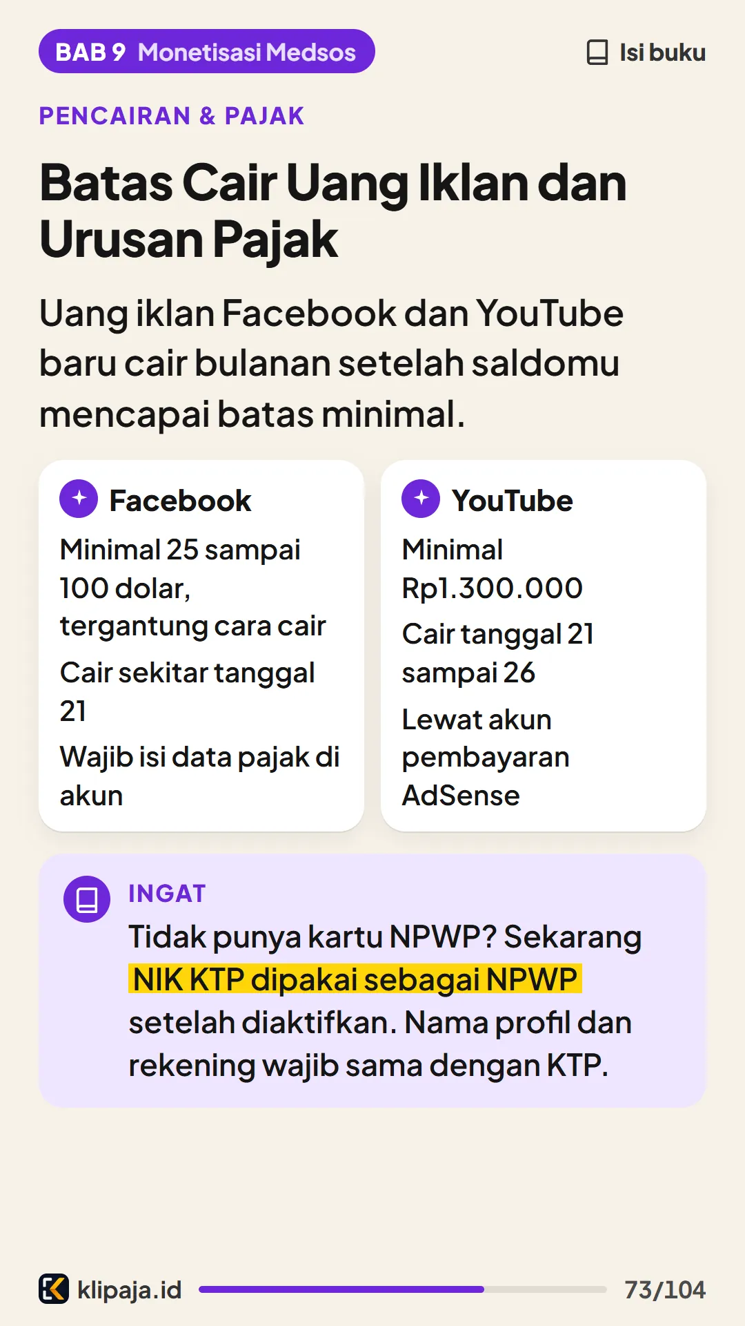 Batas Cair Uang Iklan dan Urusan Pajak