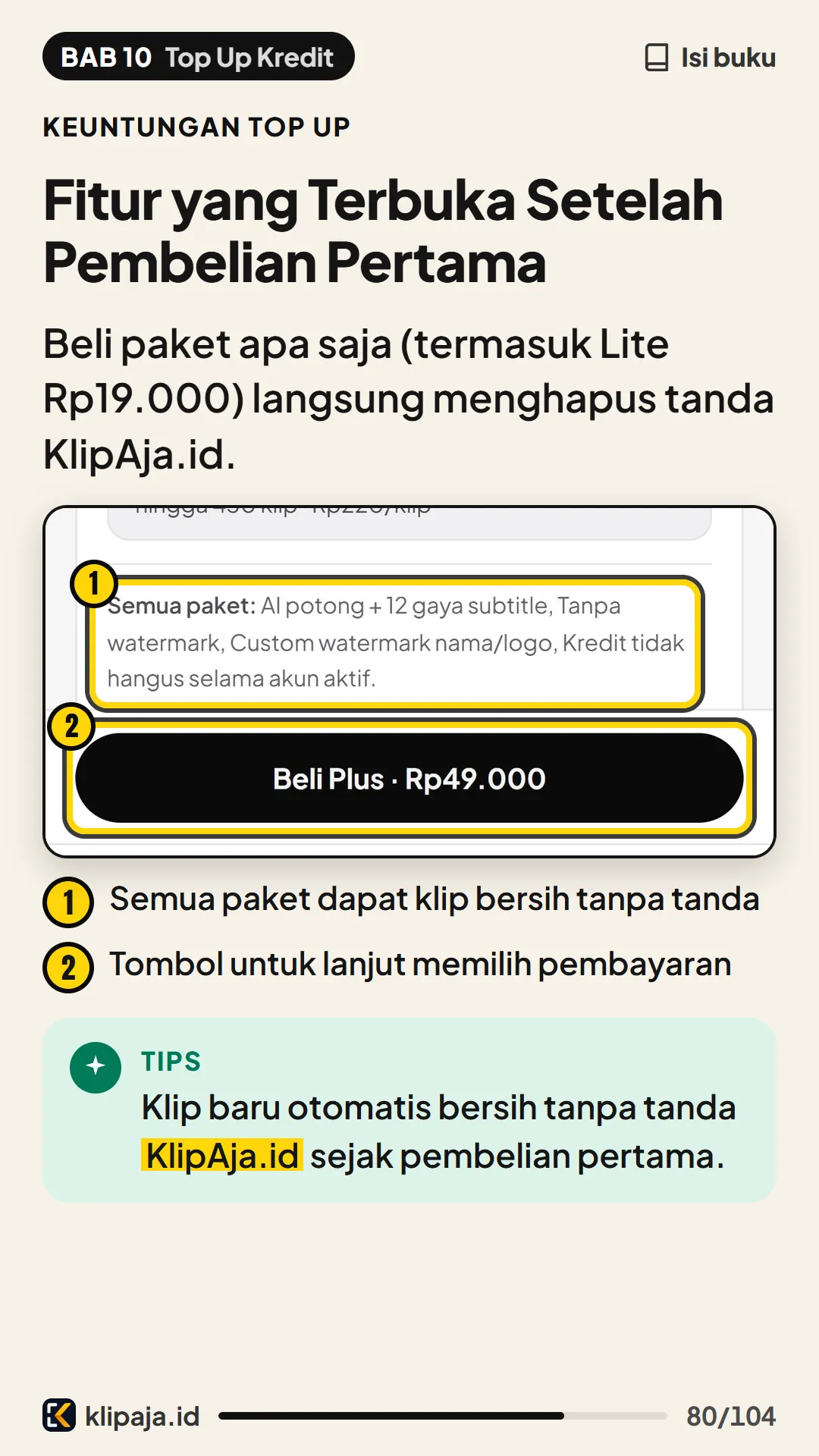 Fitur yang Terbuka Setelah Pembelian Pertama