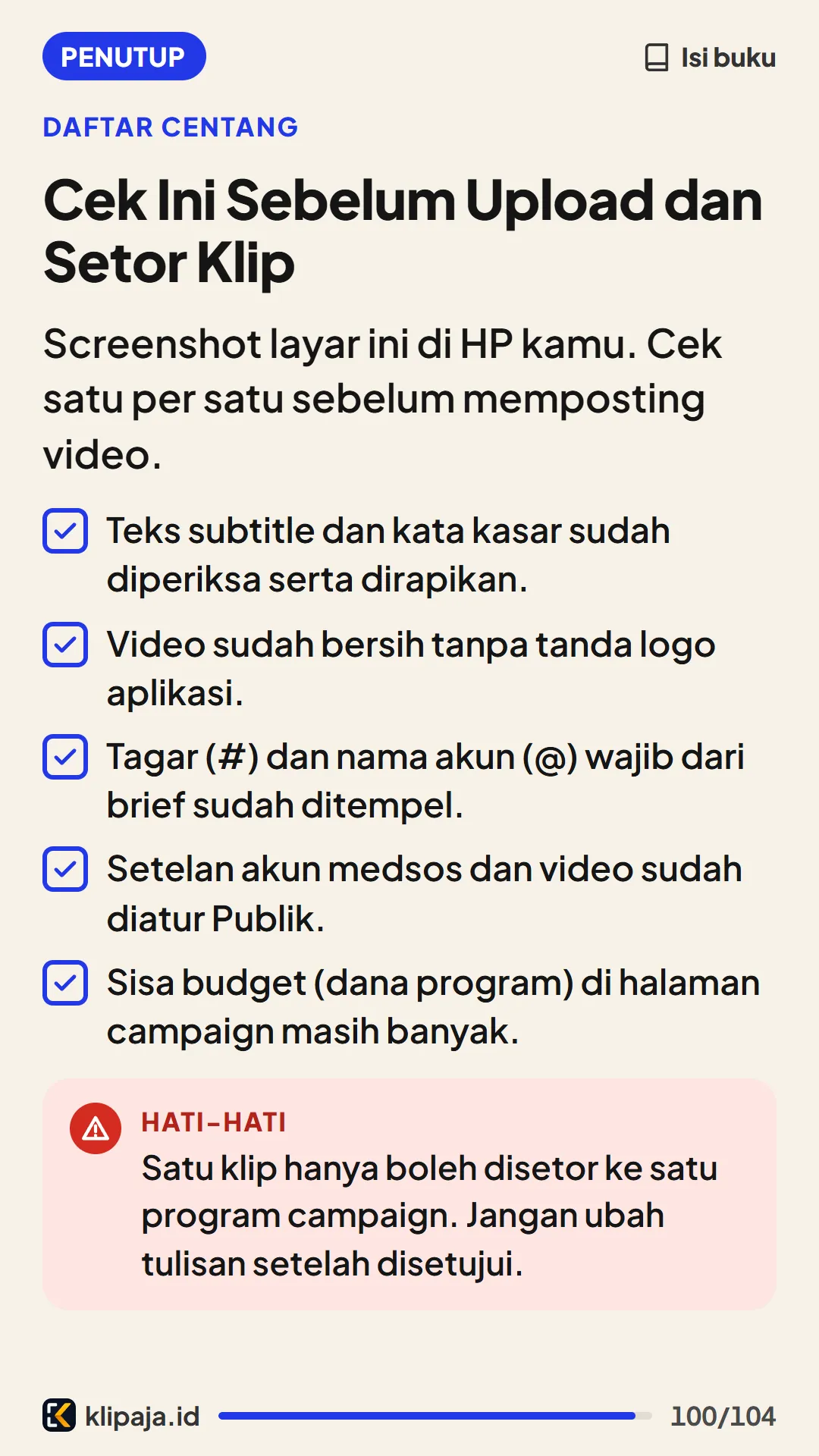 Cek Ini Sebelum Upload dan Setor Klip