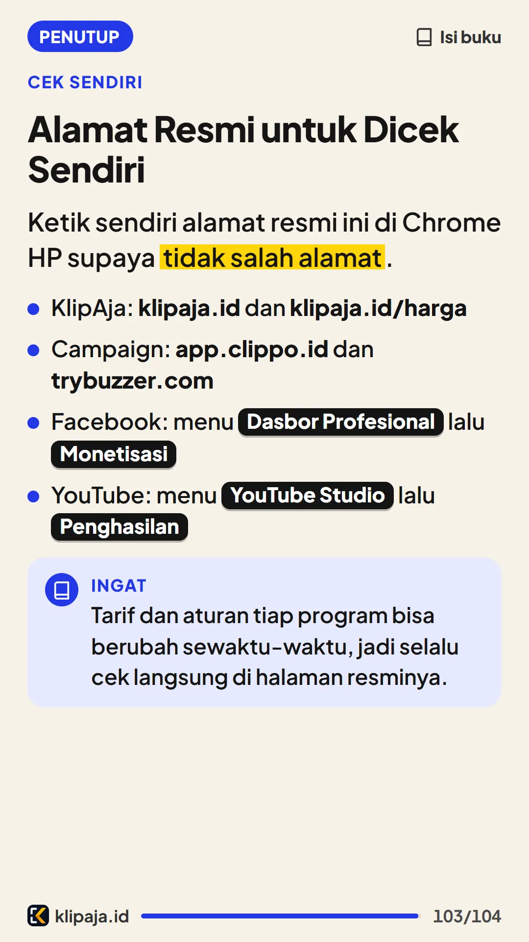 Alamat Resmi untuk Dicek Sendiri