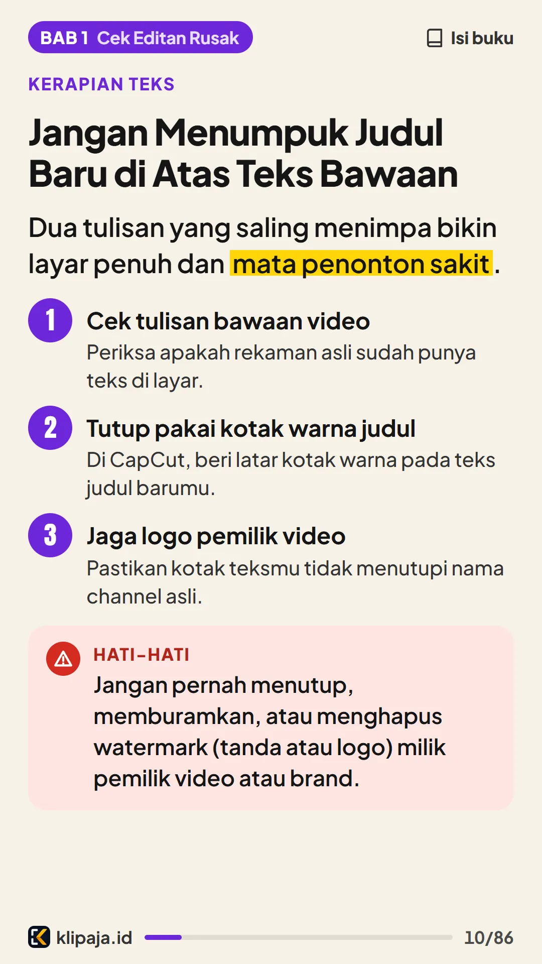 Jangan Menumpuk Judul Baru di Atas Teks Bawaan