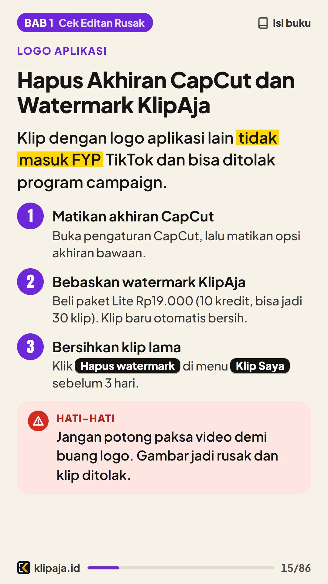 Hapus Akhiran CapCut dan Watermark KlipAja