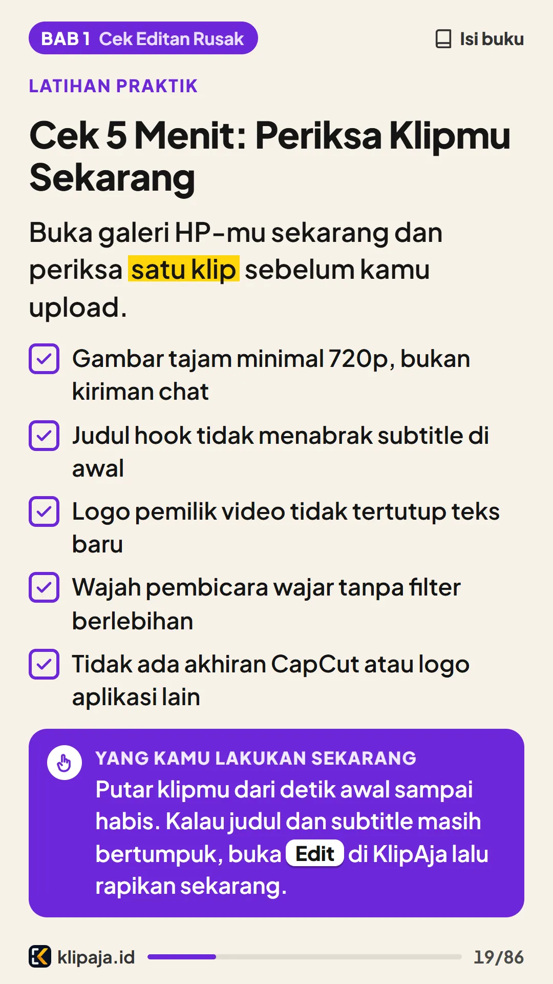 Cek 5 Menit: Periksa Klipmu Sekarang
