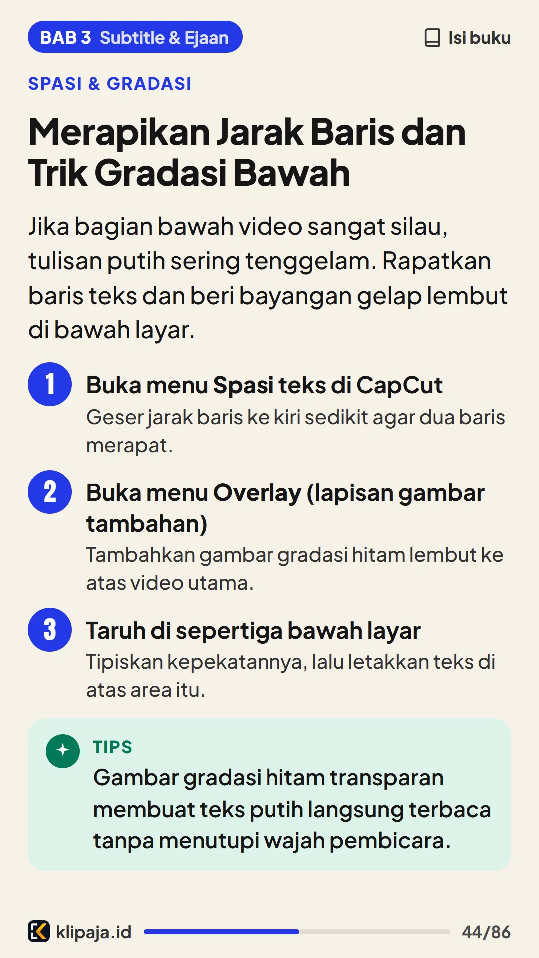 Merapikan Jarak Baris dan Trik Gradasi Bawah