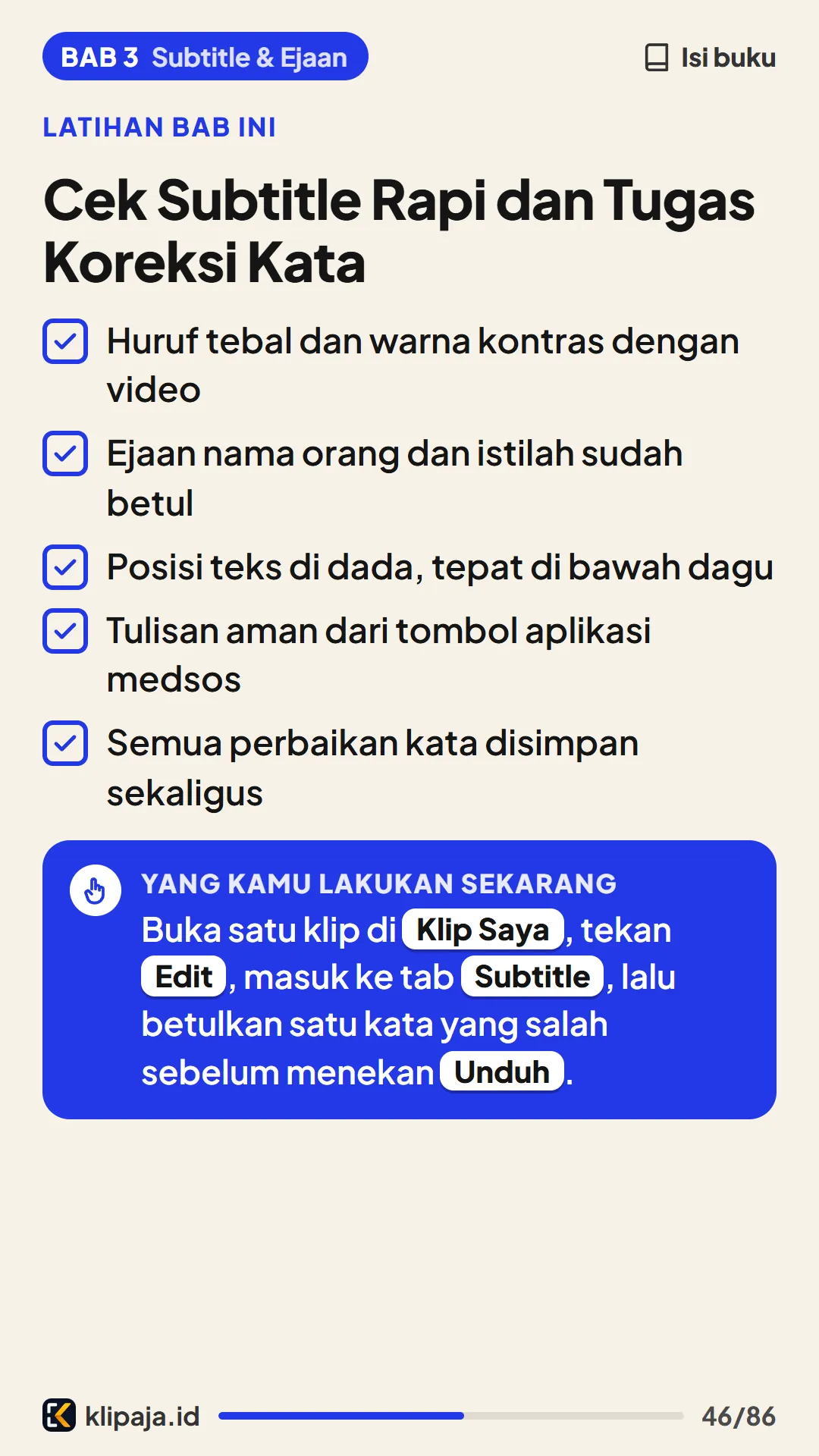 Cek Subtitle Rapi dan Tugas Koreksi Kata