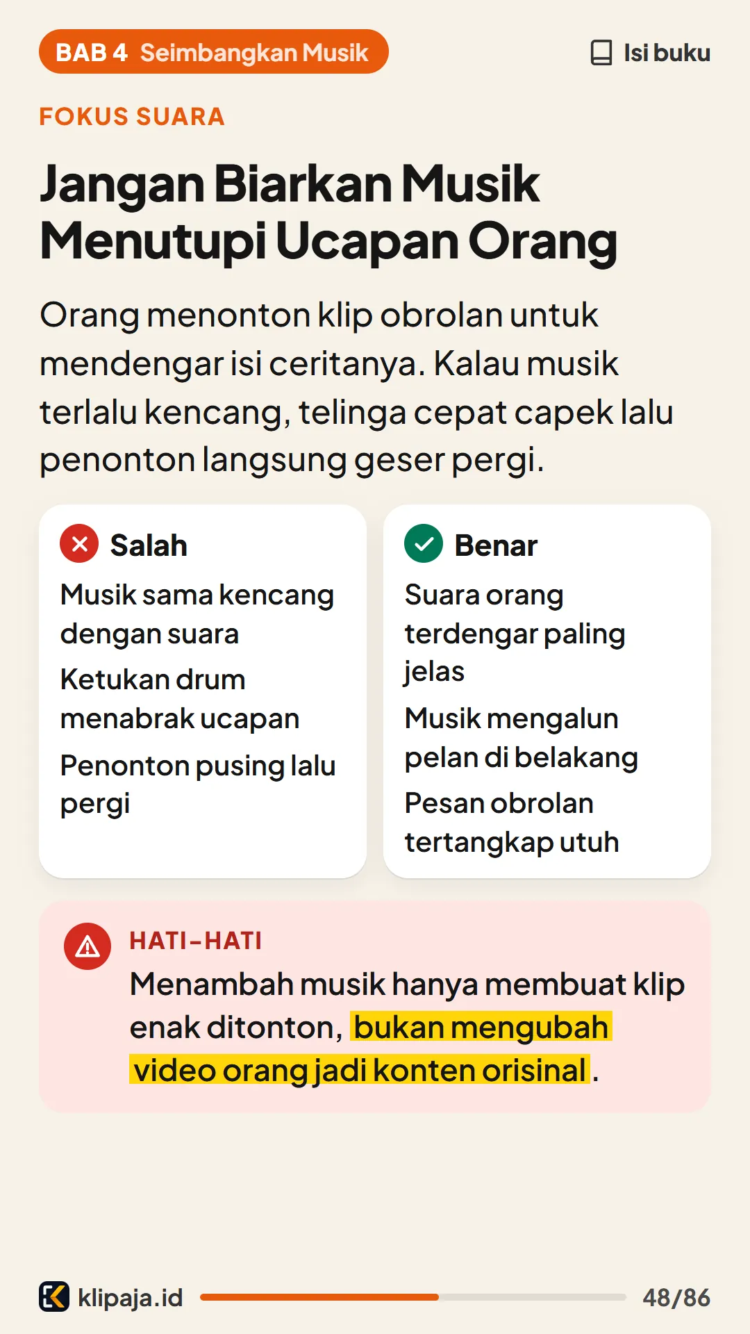 Jangan Biarkan Musik Menutupi Ucapan Orang