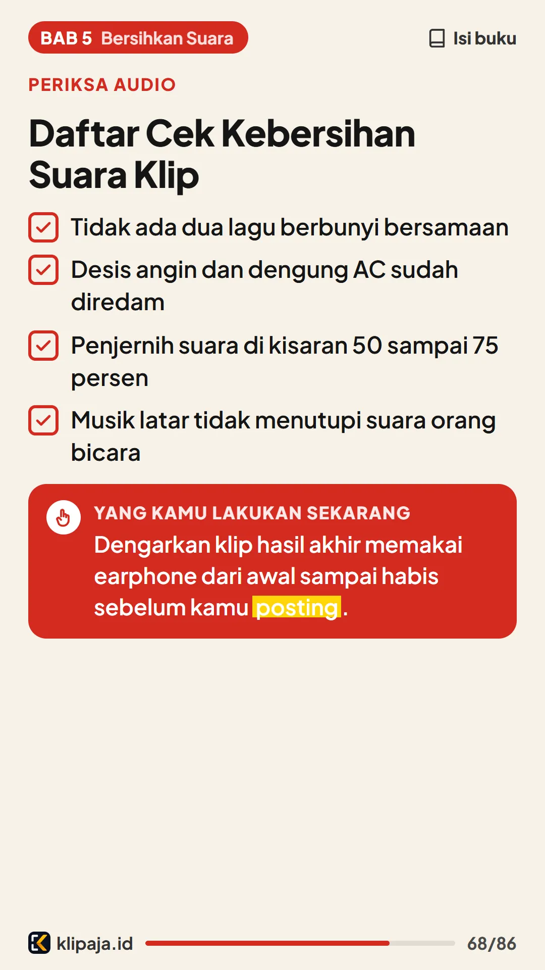 Daftar Cek Kebersihan Suara Klip