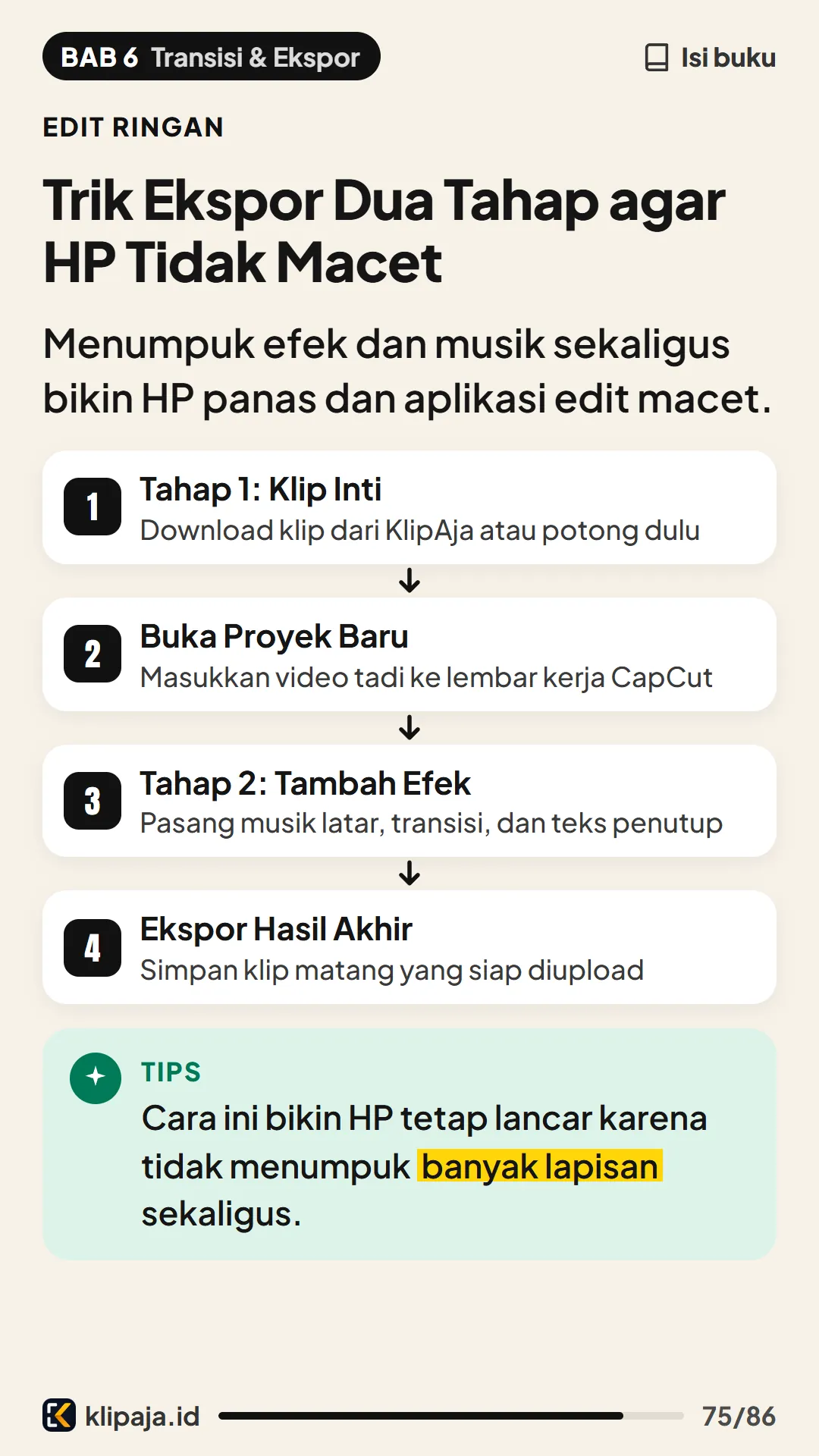 Trik Ekspor Dua Tahap agar HP Tidak Macet