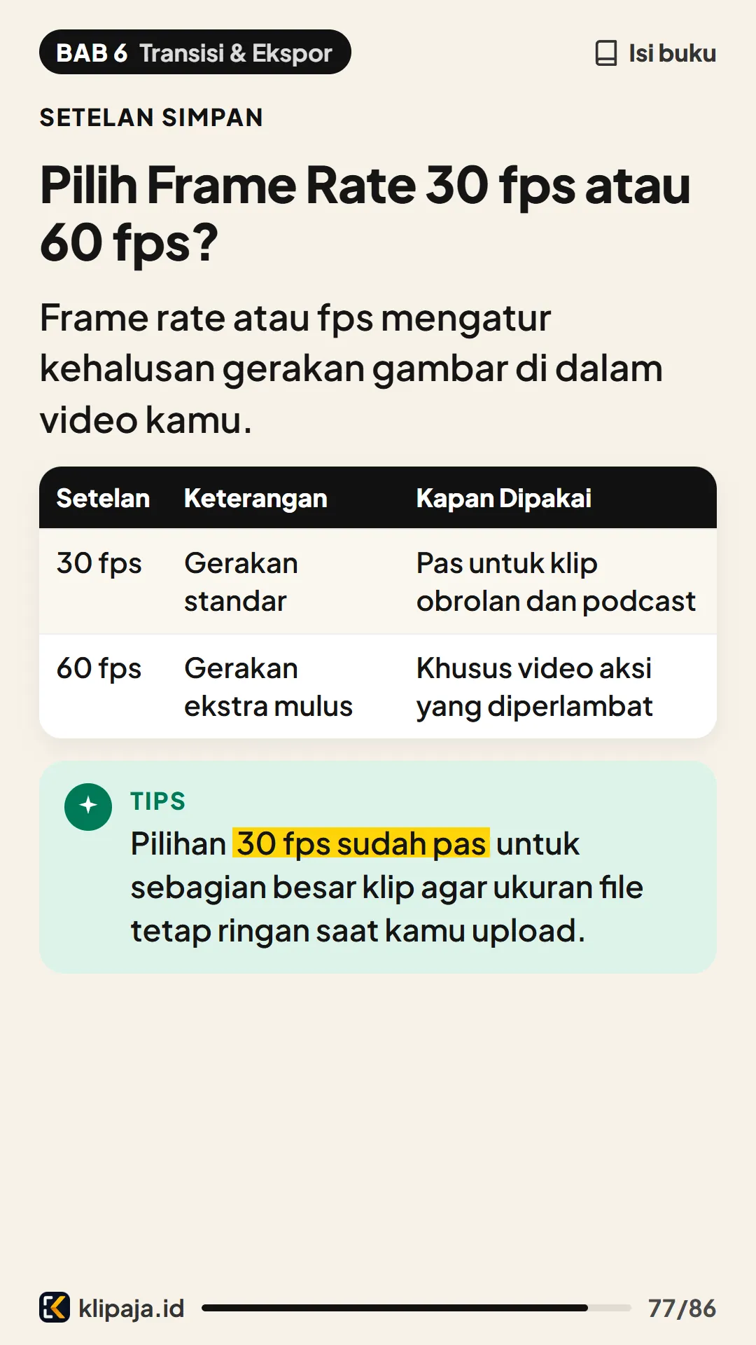 Pilih Frame Rate 30 fps atau 60 fps?