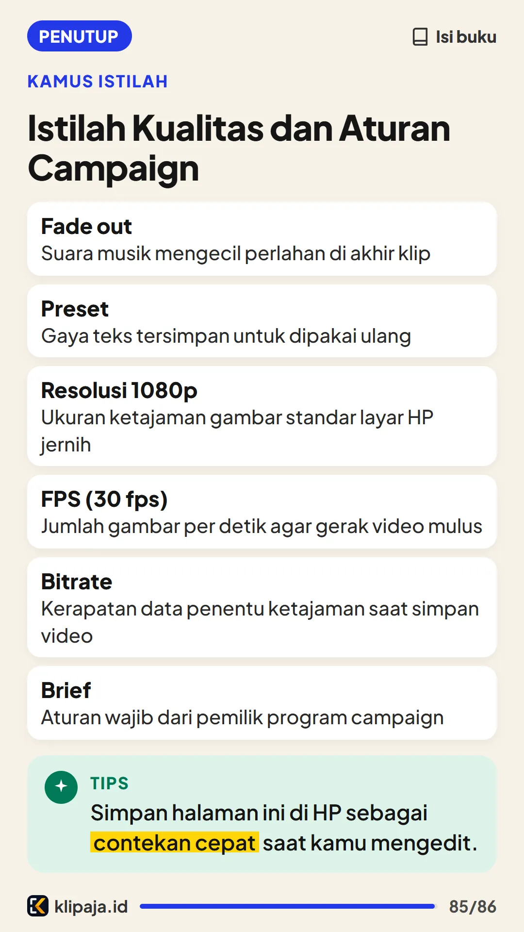 Istilah Kualitas dan Aturan Campaign
