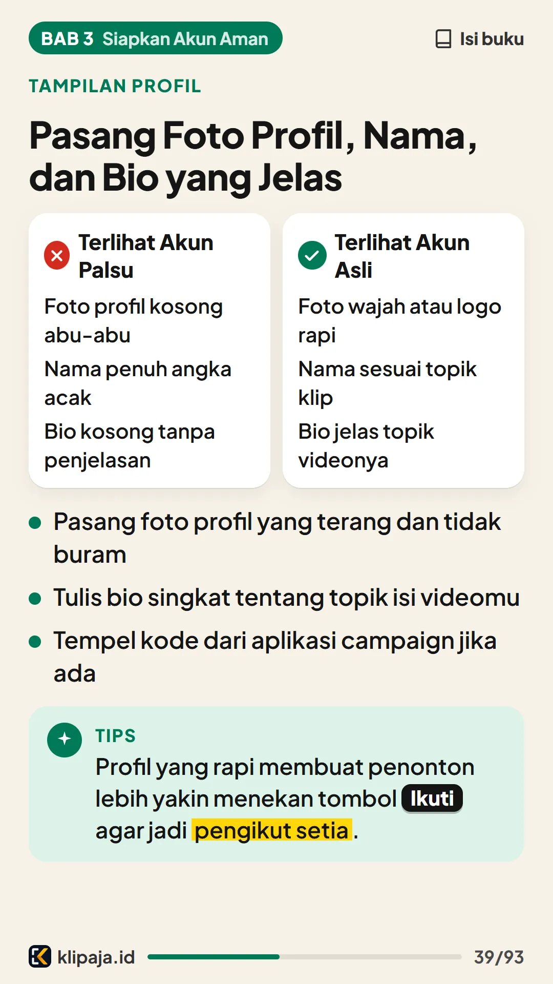 Pasang Foto Profil, Nama, dan Bio yang Jelas