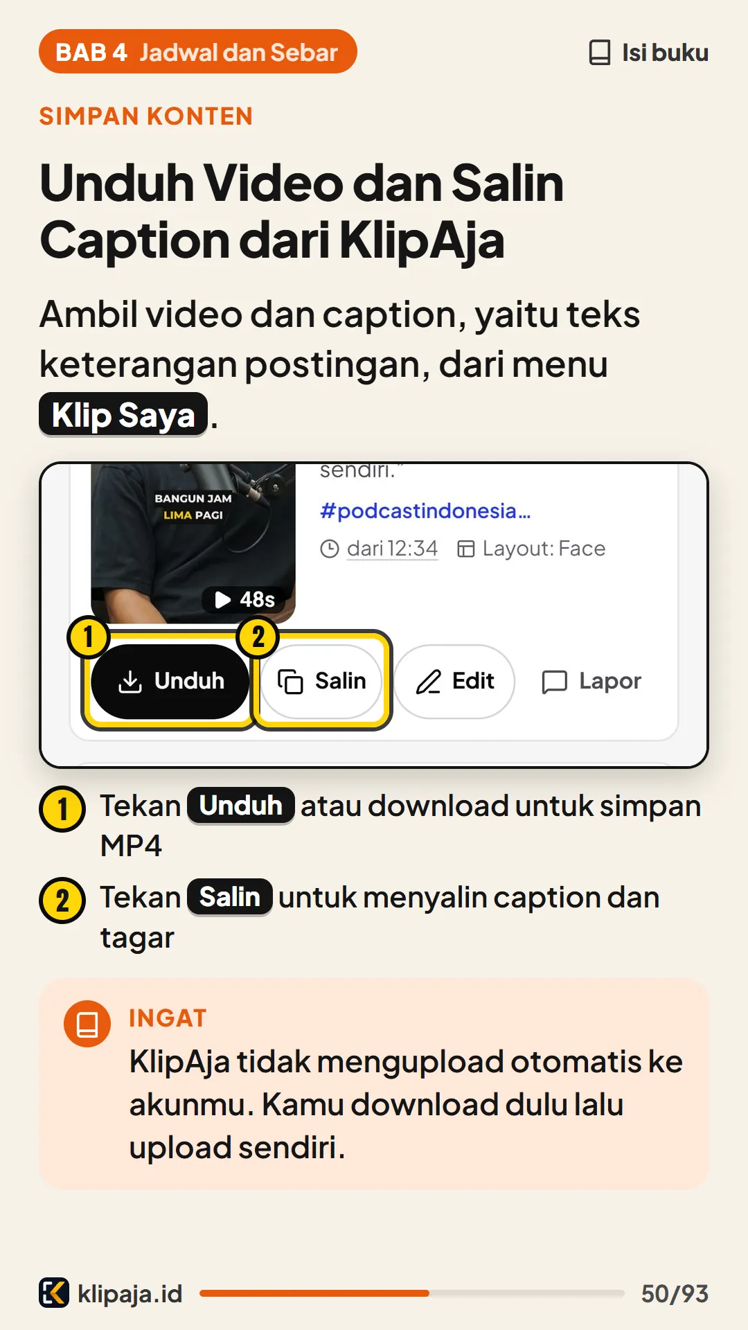 Halaman 50 buku: Unduh Video dan Salin Caption dari KlipAja