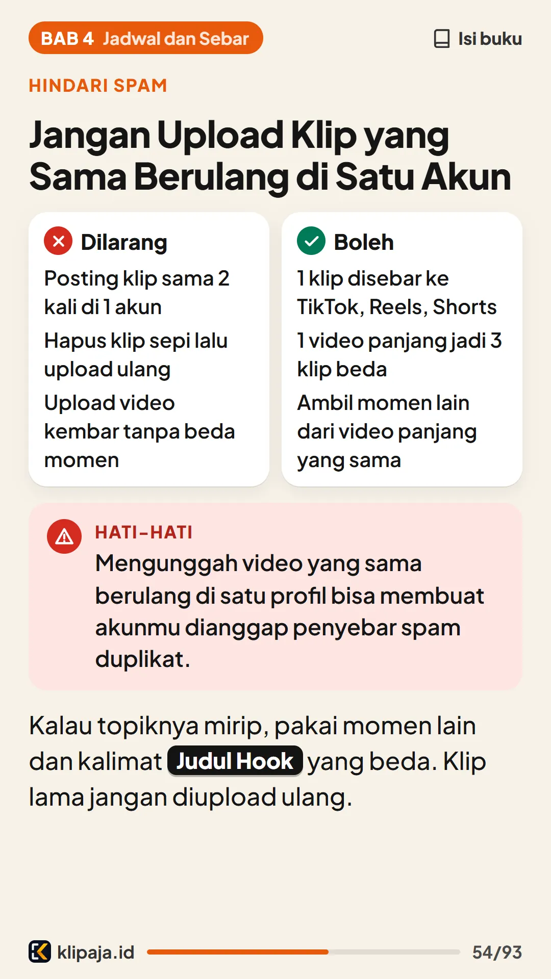 Jangan Upload Klip yang Sama Berulang di Satu Akun