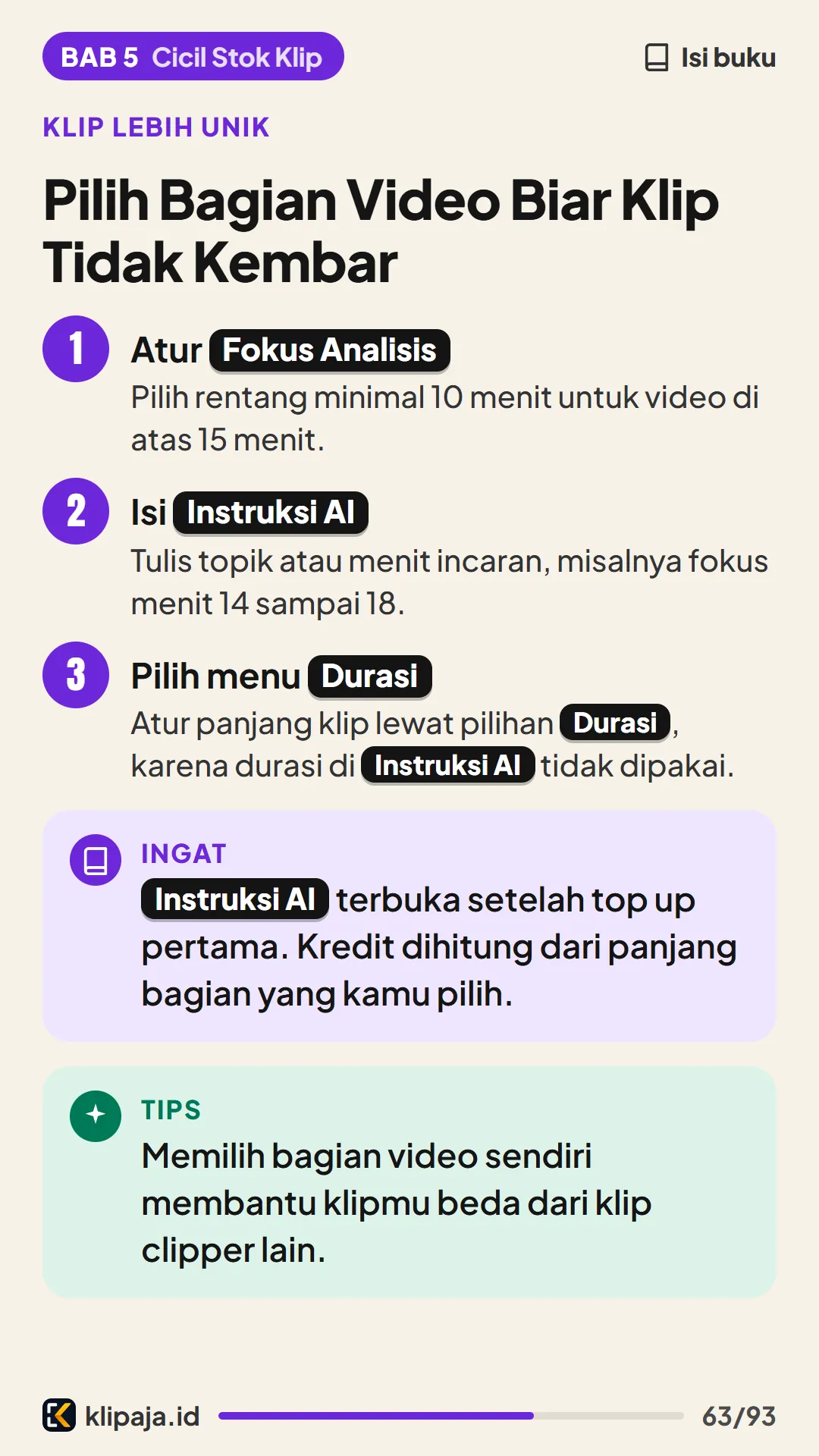 Pilih Bagian Video Biar Klip Tidak Kembar