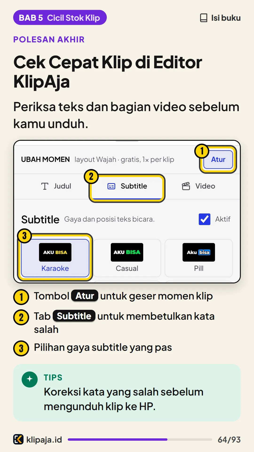 Cek Cepat Klip di Editor KlipAja