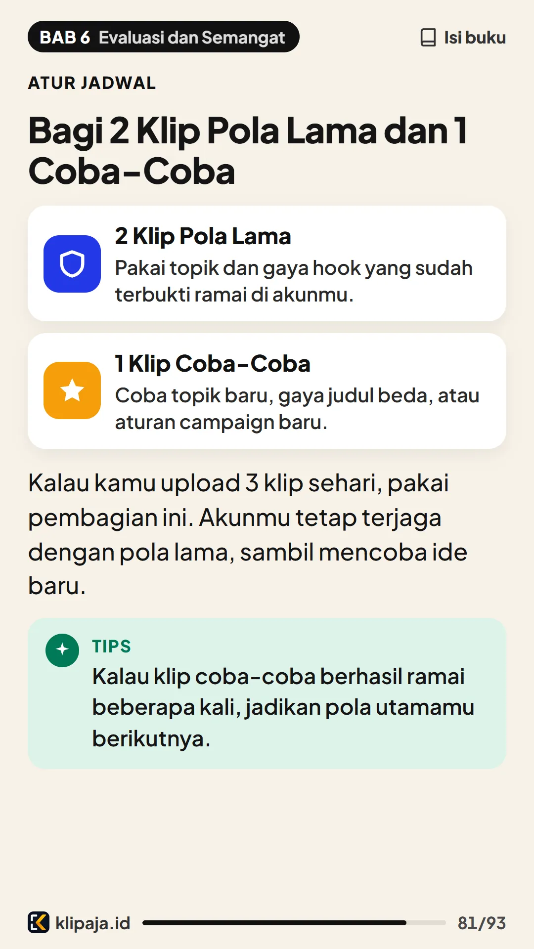 Bagi 2 Klip Pola Lama dan 1 Coba-Coba