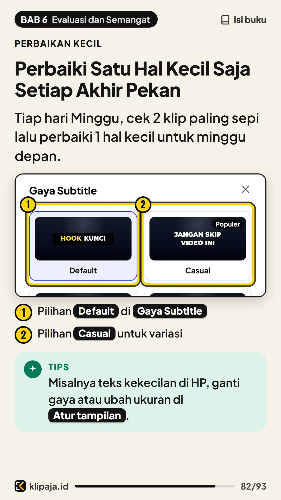 Perbaiki Satu Hal Kecil Saja Setiap Akhir Pekan