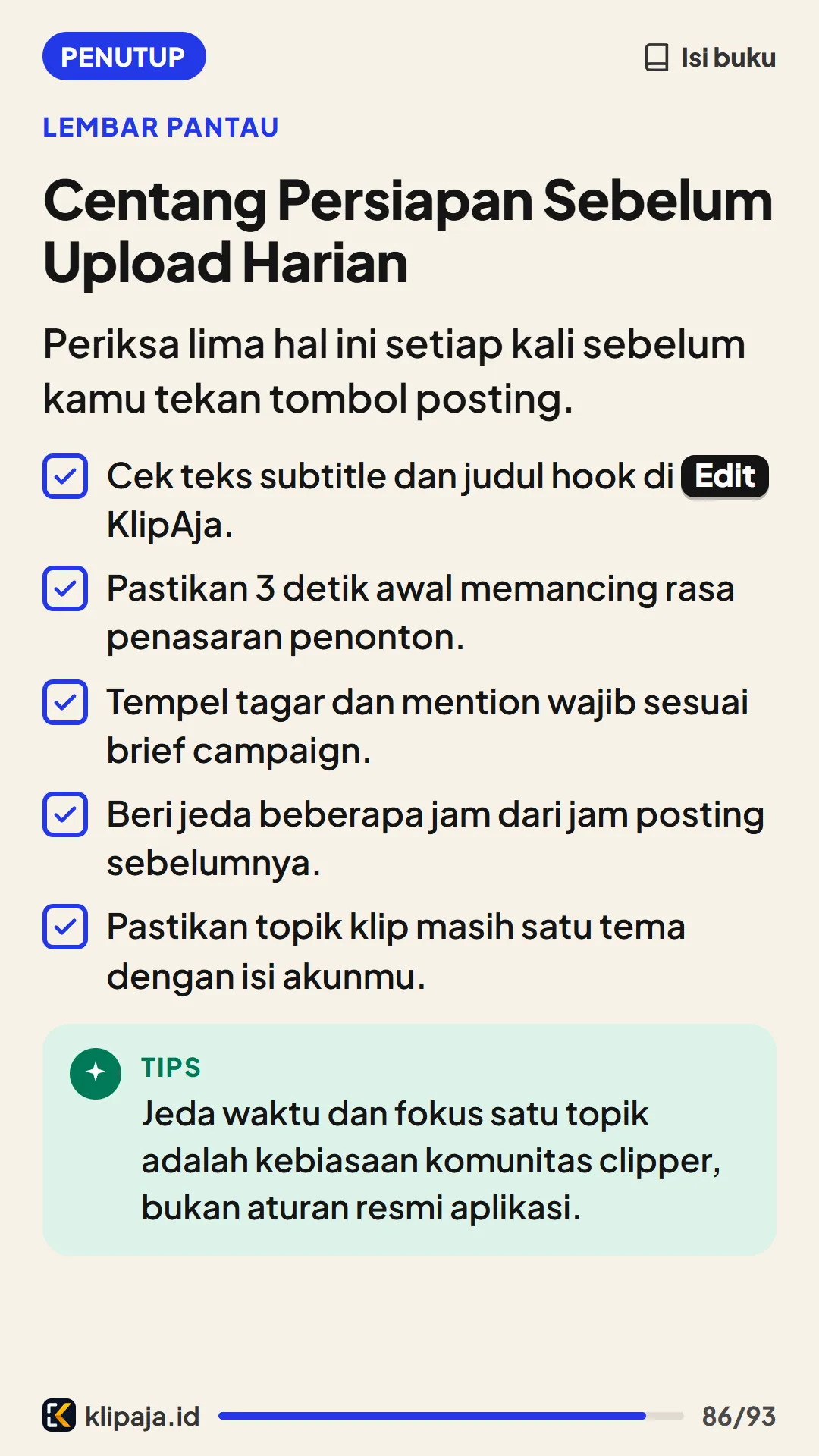 Centang Persiapan Sebelum Upload Harian