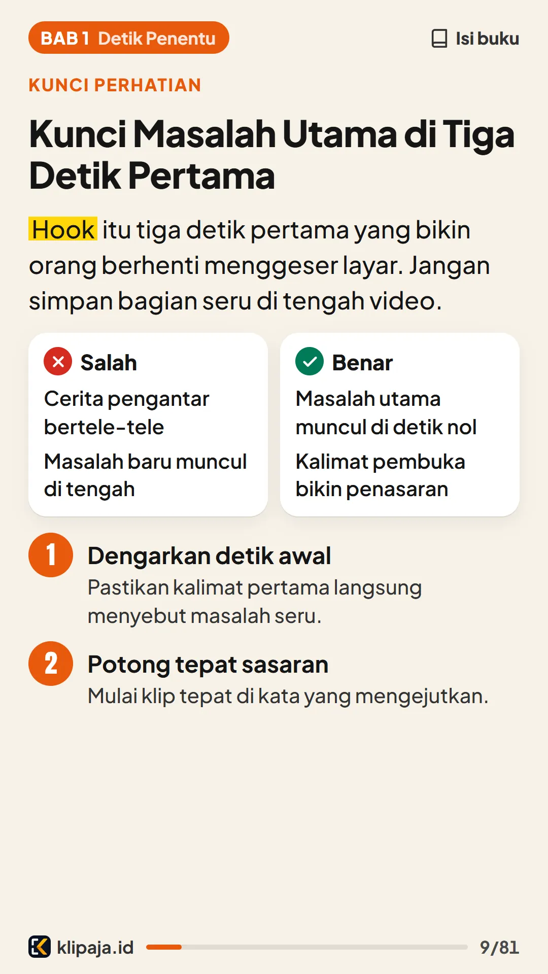 Kunci Masalah Utama di Tiga Detik Pertama