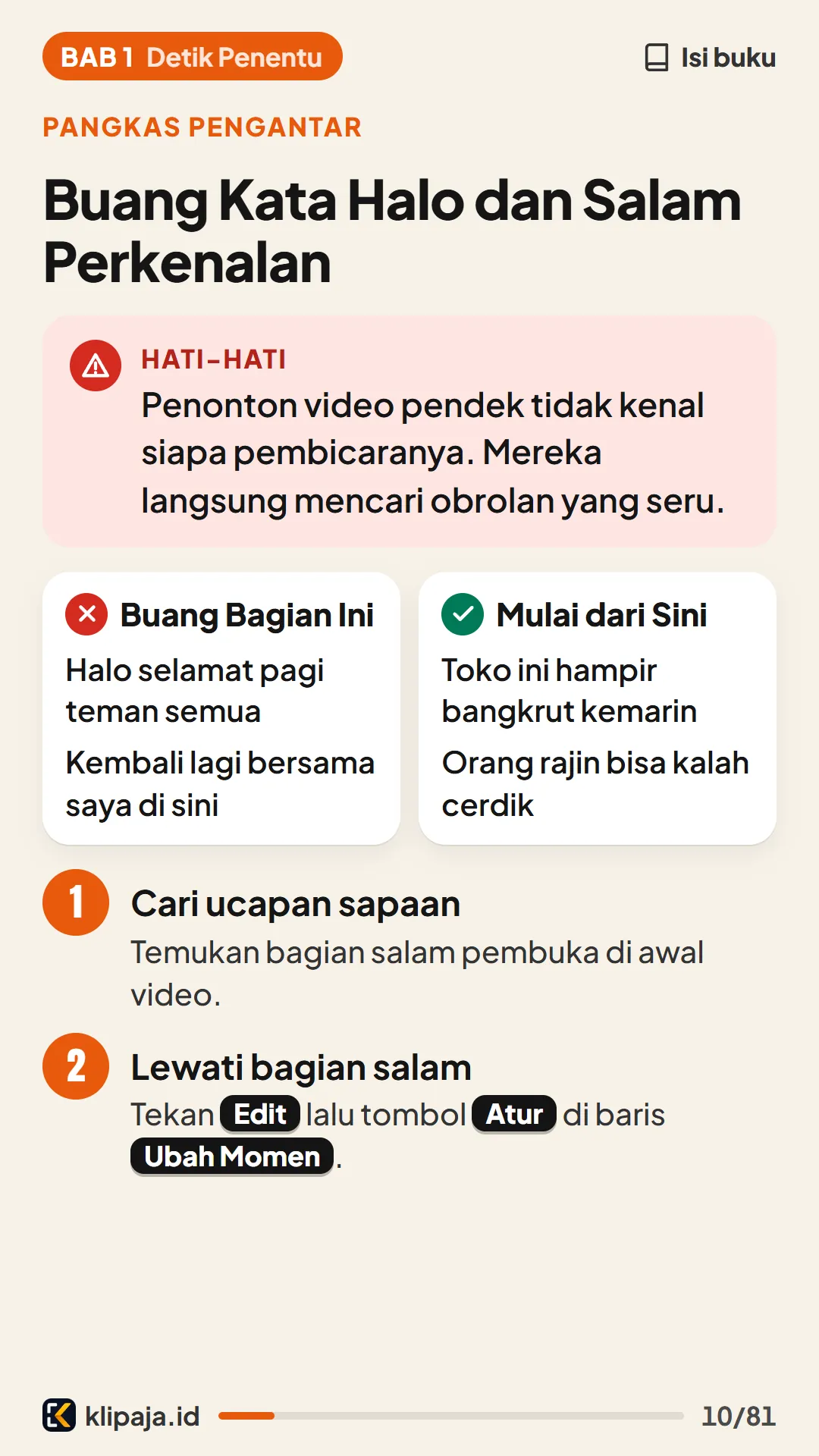 Buang Kata Halo dan Salam Perkenalan
