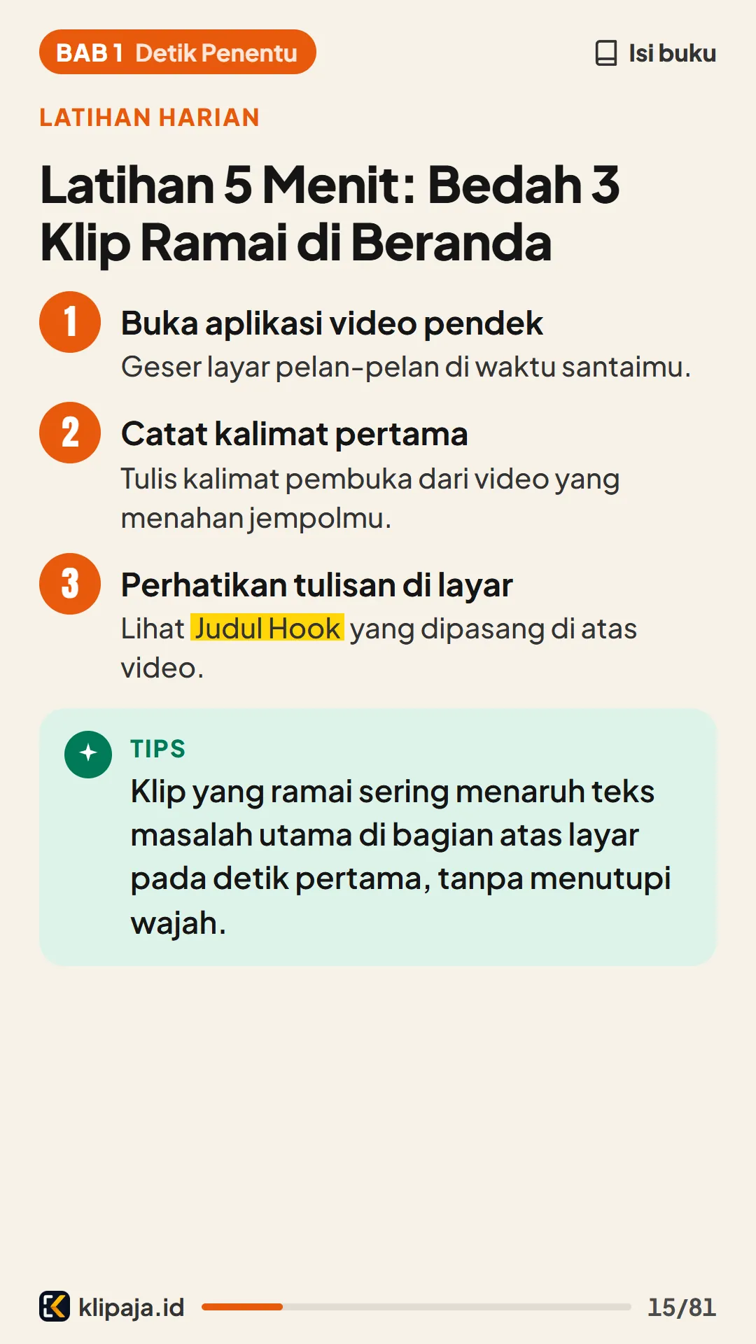 Latihan 5 Menit: Bedah 3 Klip Ramai di Beranda