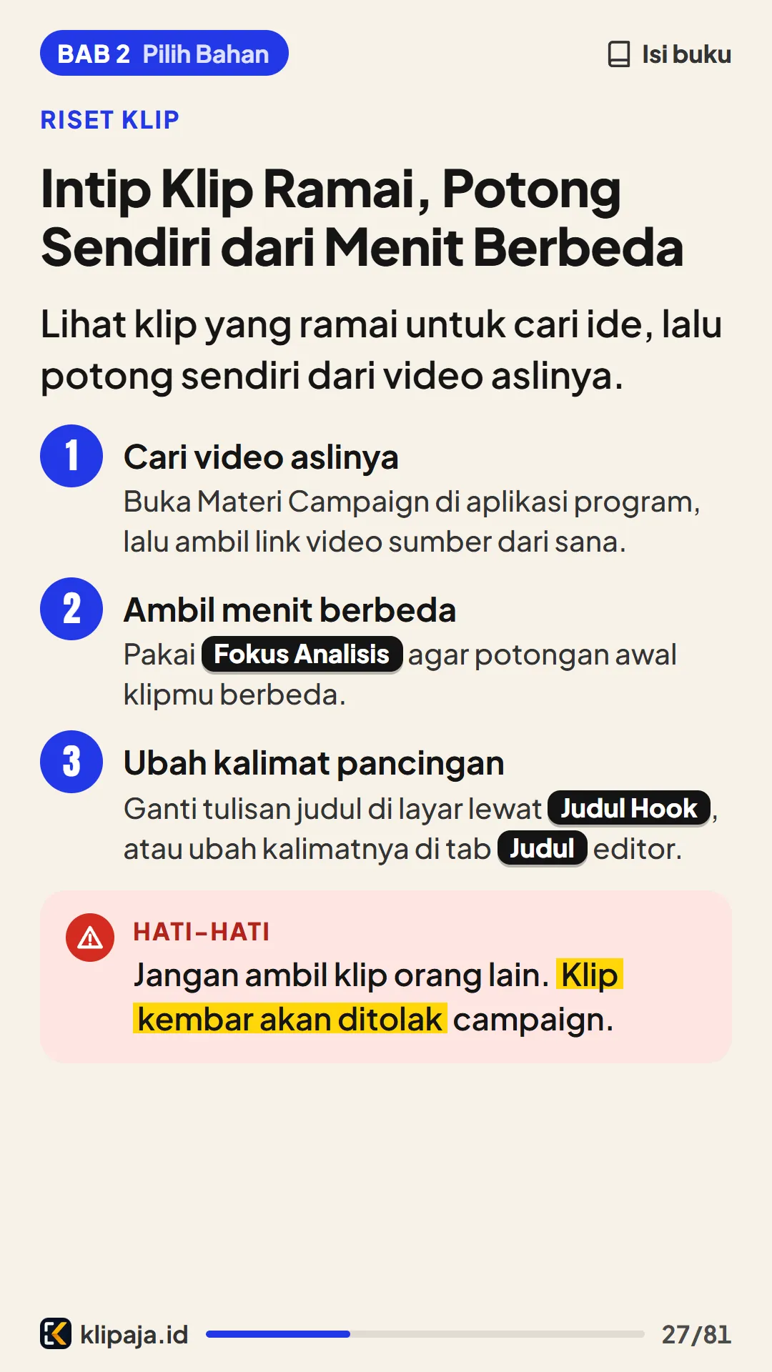 Intip Klip Ramai, Potong Sendiri dari Menit Berbeda