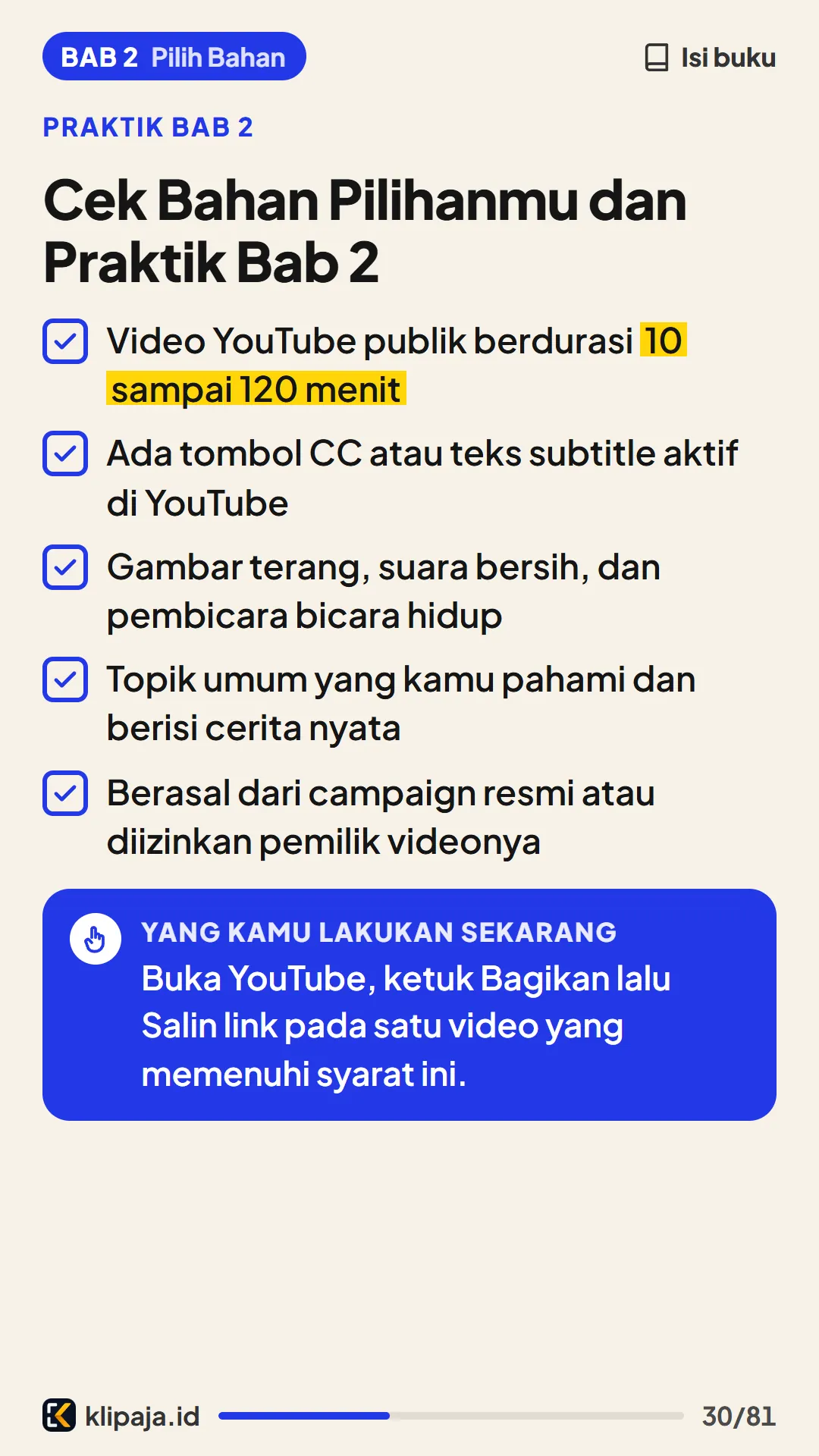 Cek Bahan Pilihanmu dan Praktik Bab 2