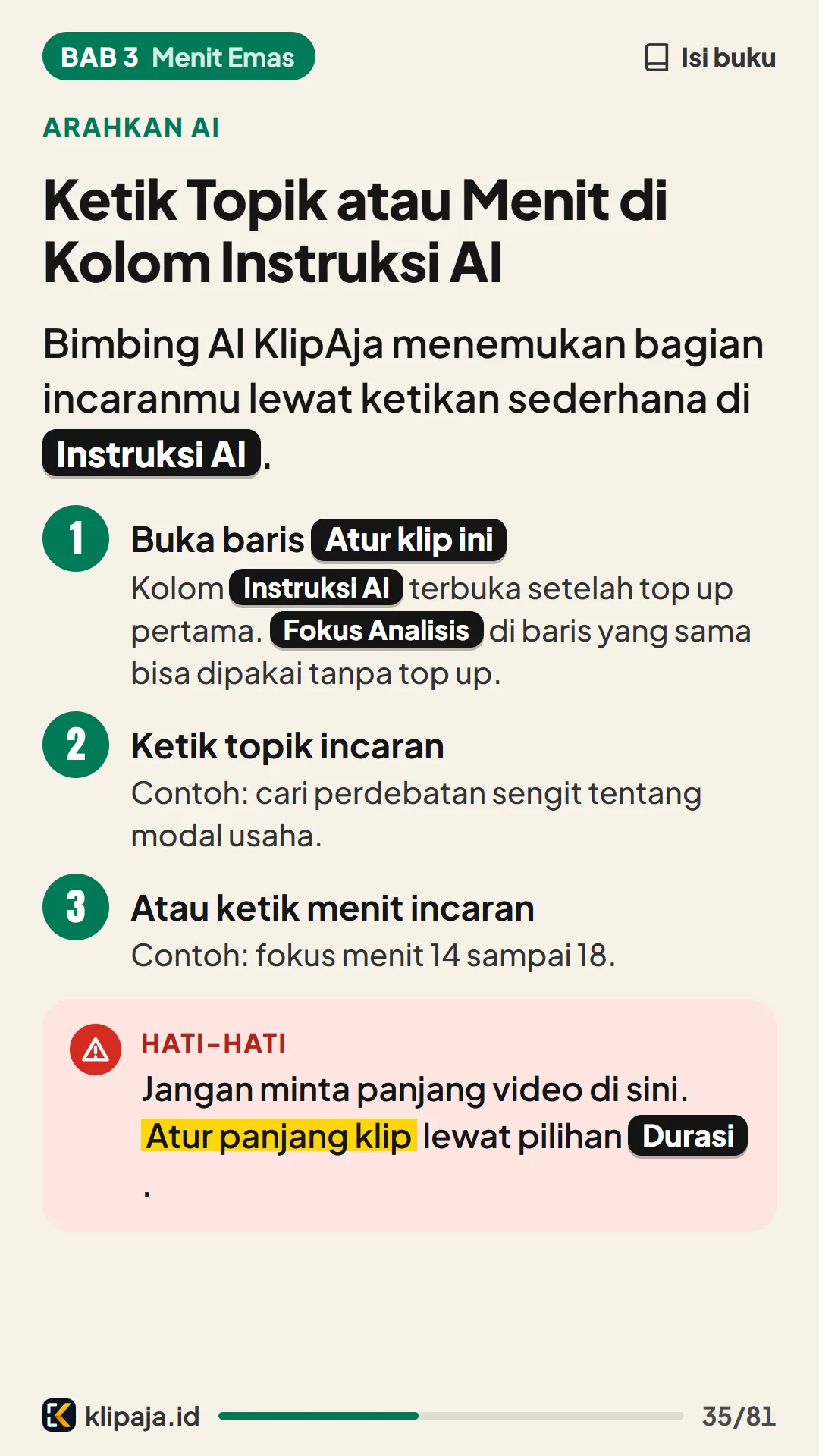Ketik Topik atau Menit di Kolom Instruksi AI
