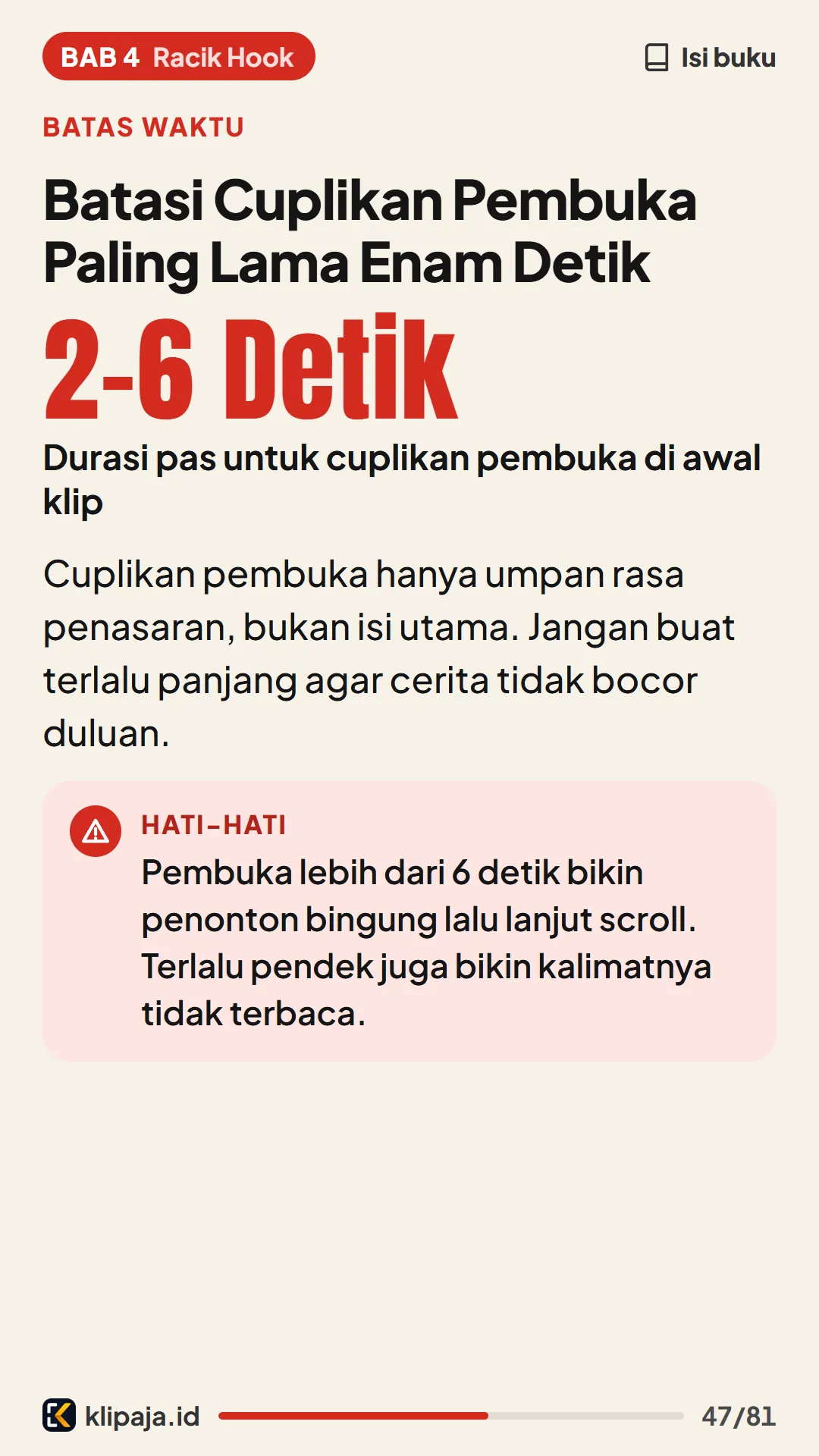 Batasi Cuplikan Pembuka Paling Lama Enam Detik