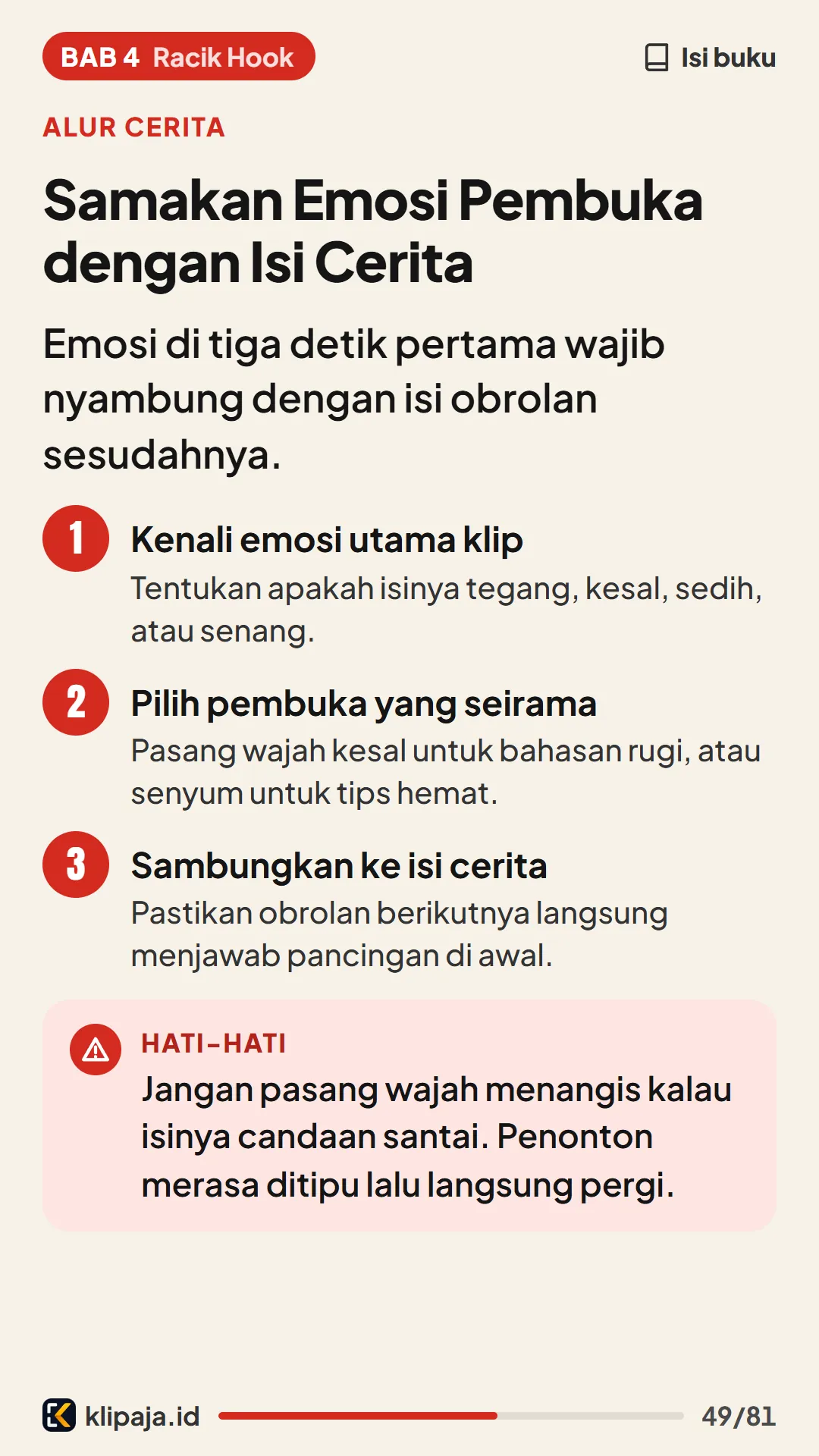 Samakan Emosi Pembuka dengan Isi Cerita
