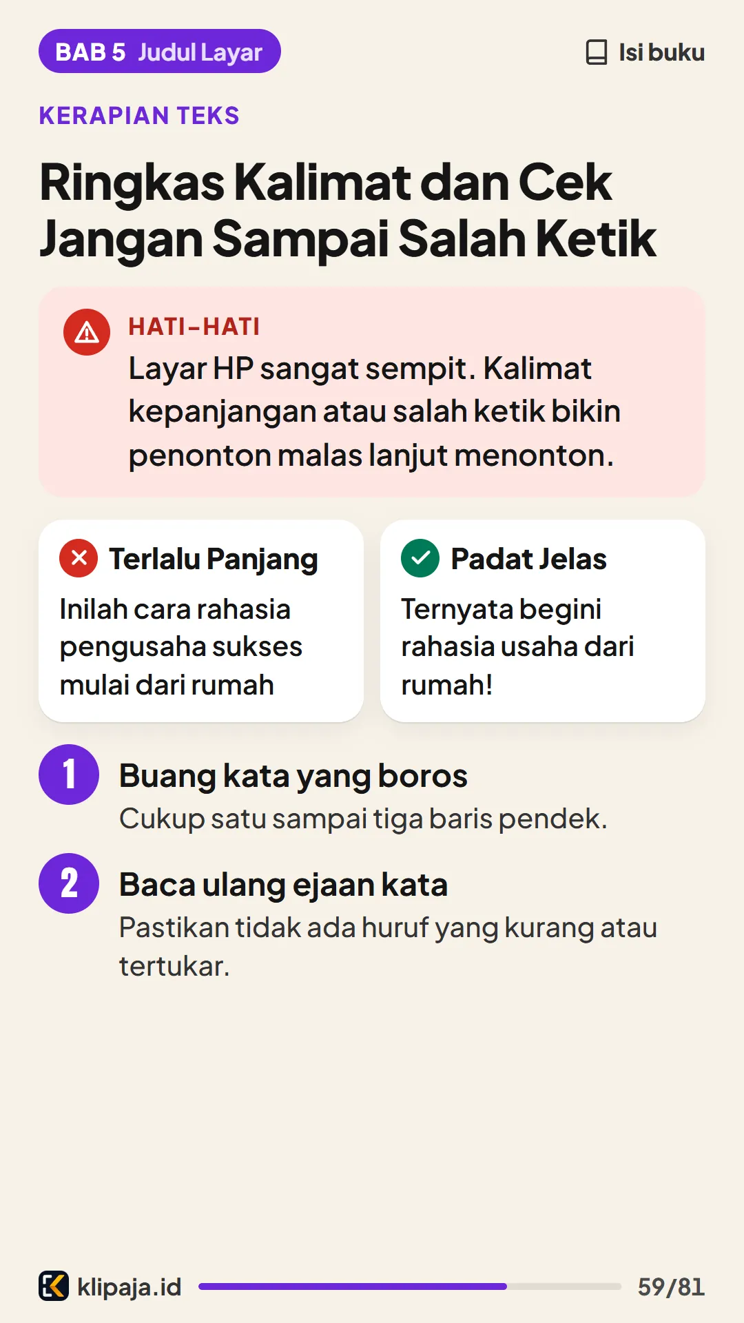 Ringkas Kalimat dan Cek Jangan Sampai Salah Ketik