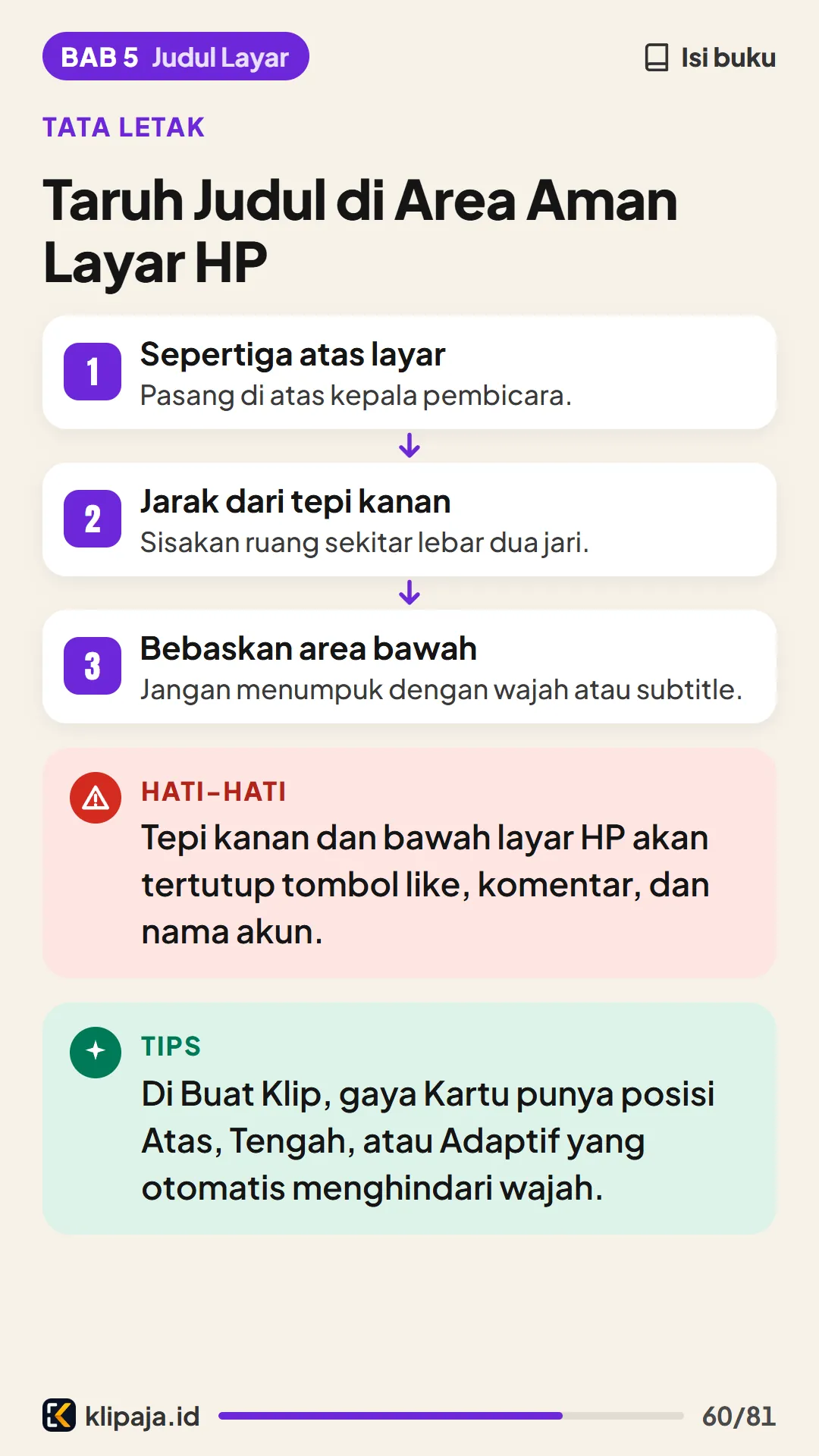Taruh Judul di Area Aman Layar HP