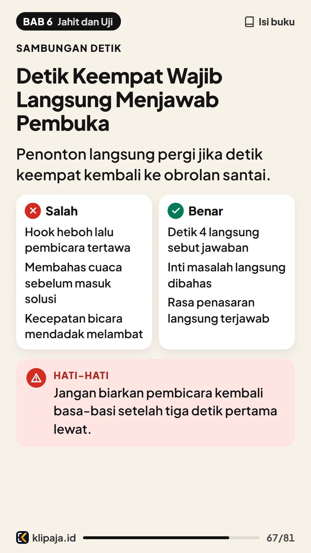 Detik Keempat Wajib Langsung Menjawab Pembuka