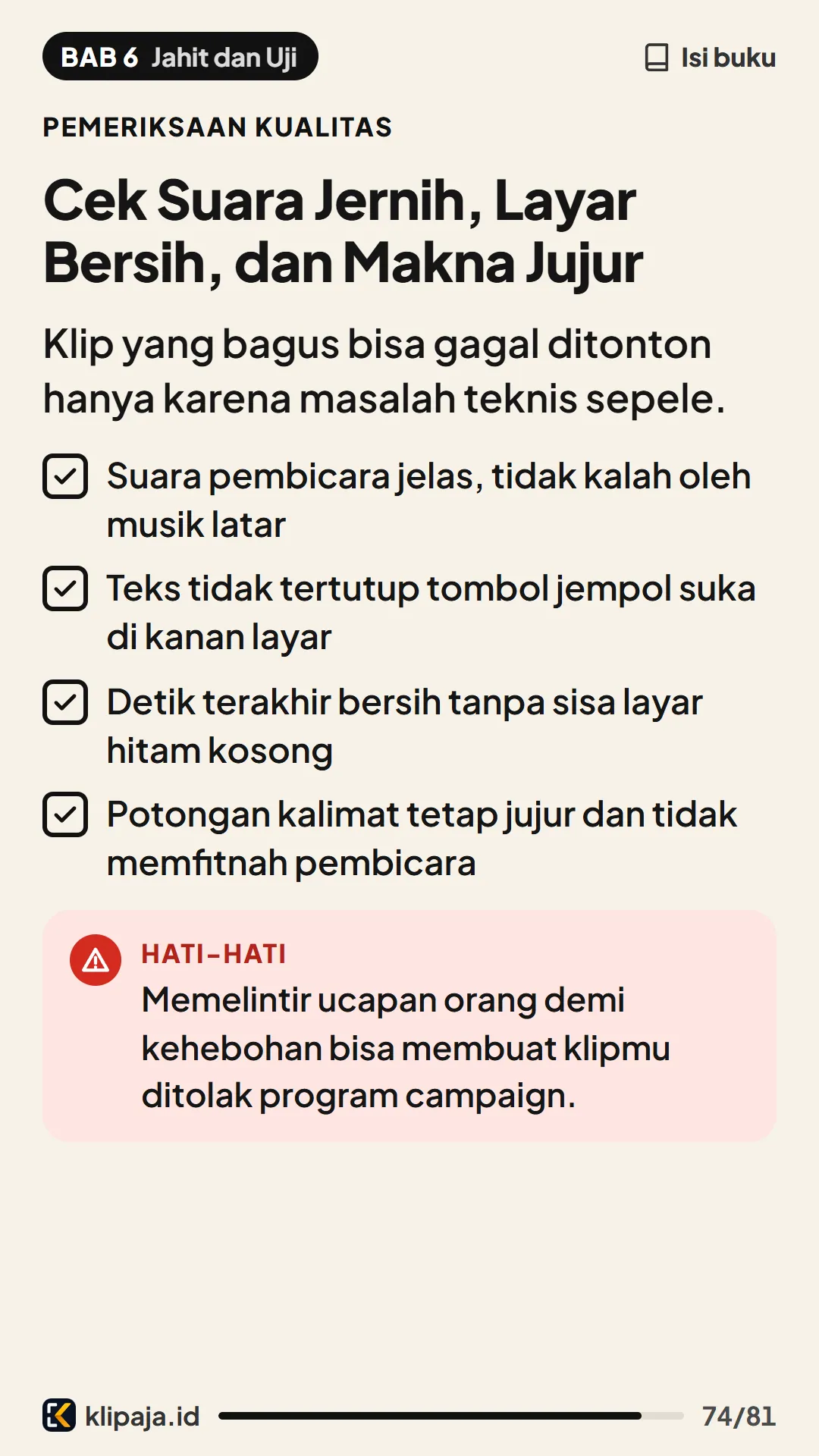 Cek Suara Jernih, Layar Bersih, dan Makna Jujur